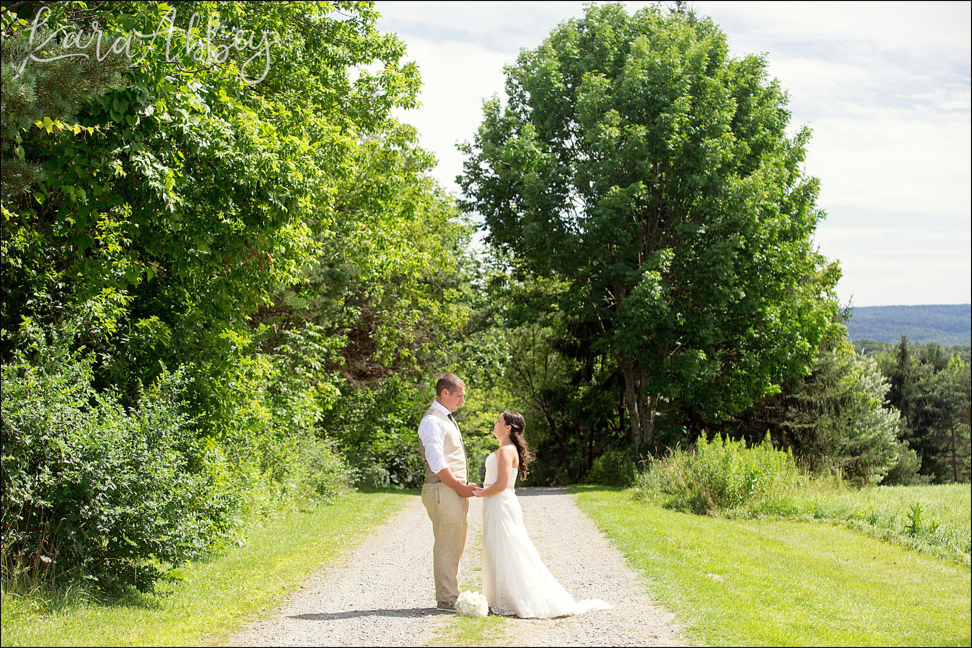 Mountaintop Summer Backyard Wedding - Bride & Groom Portrait