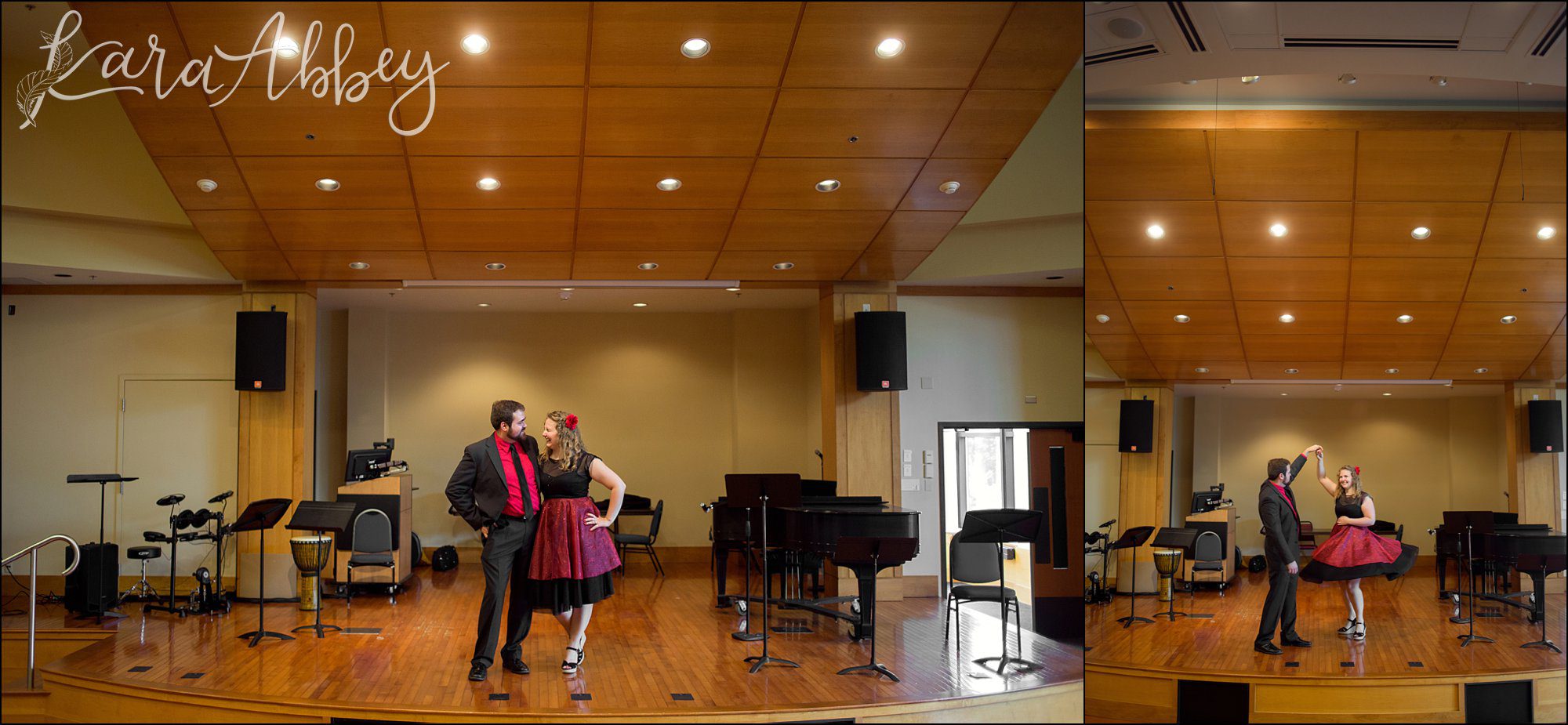 Summer Engagement Photography at Grove City College in the Music Department