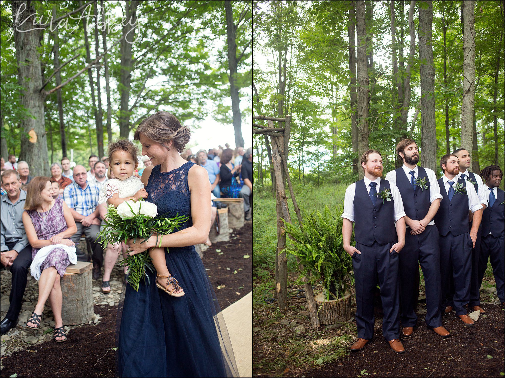 Summer Backyard Navy Wedding - Ceremony in the Woods