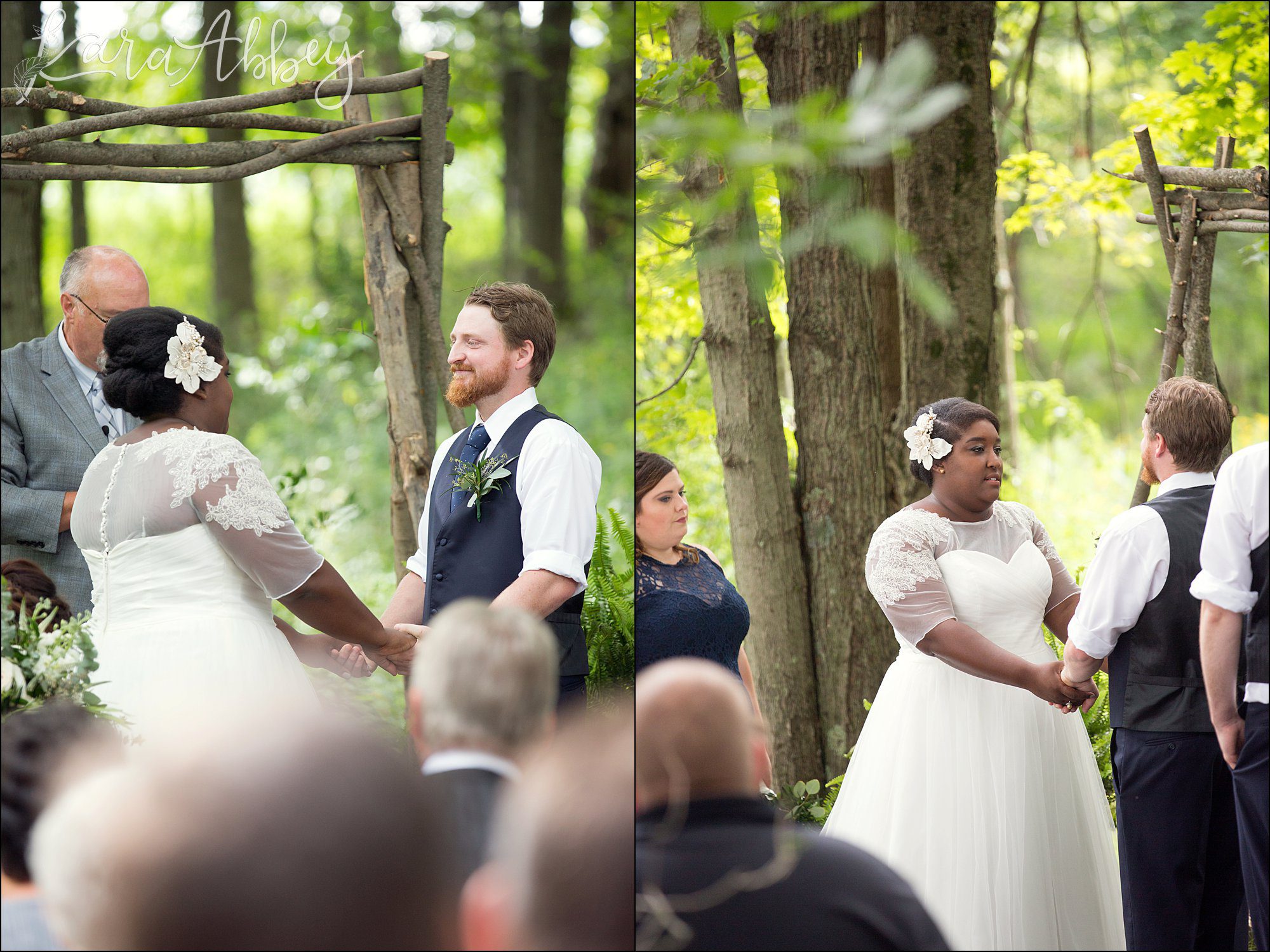 Summer Backyard Navy Wedding - Ceremony in the Woods