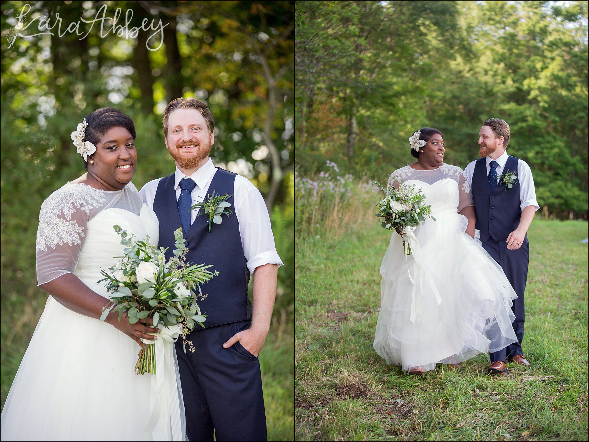 Summer Backyard Navy Wedding - Bride and Groom Portrait
