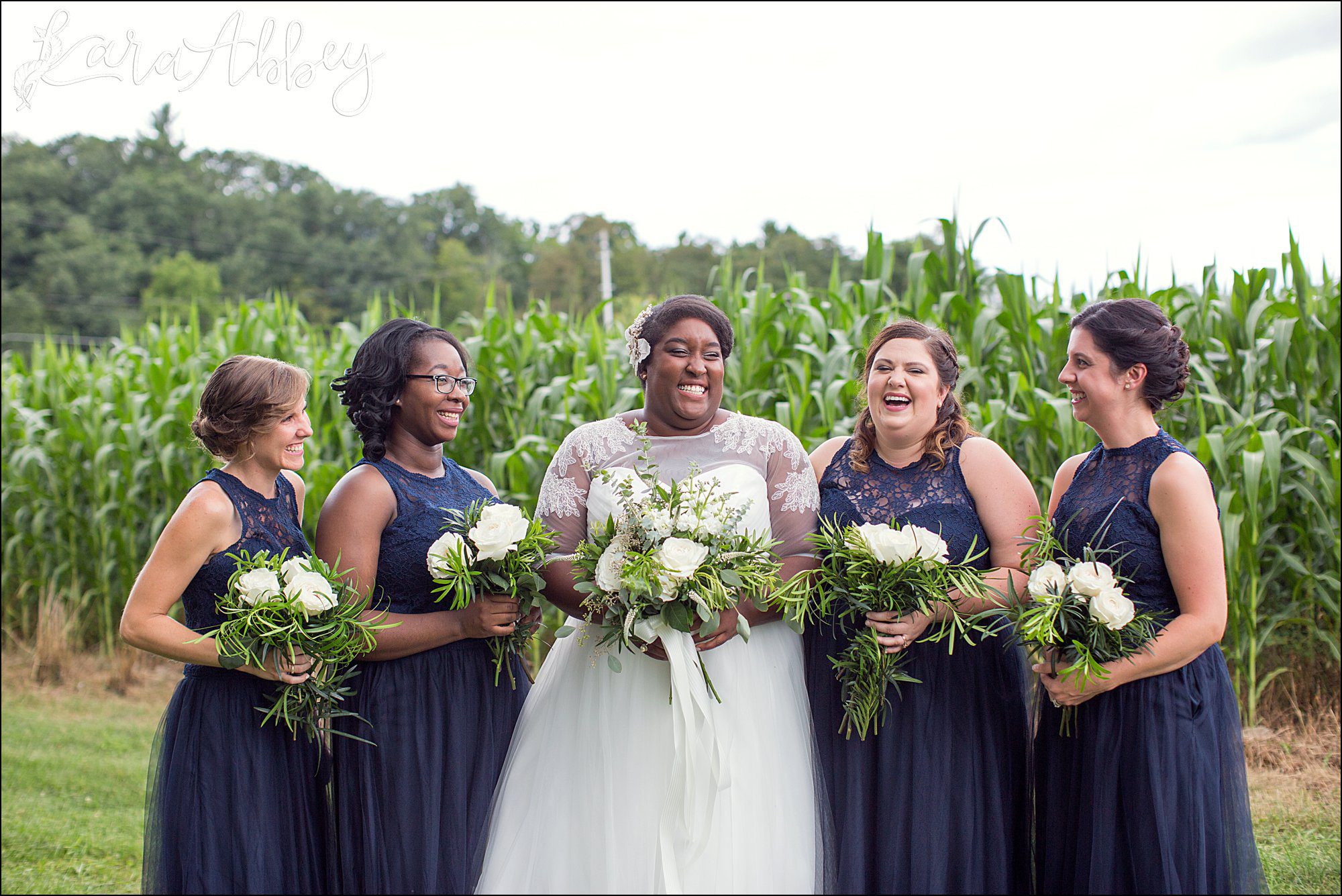Summer Backyard Navy Wedding - Bridesmaids Portrait
