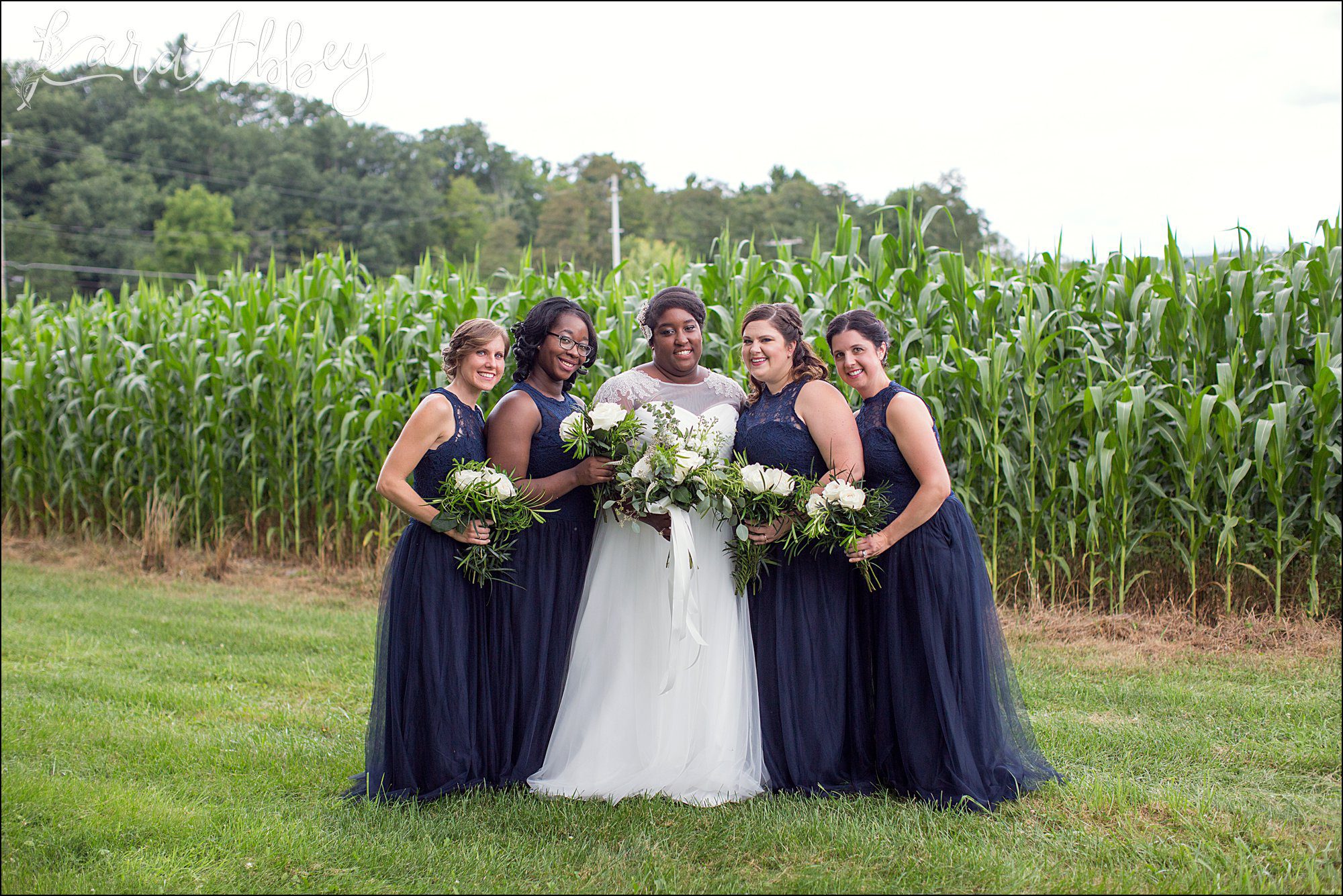 Summer Backyard Navy Wedding - Bridesmaids Portrait