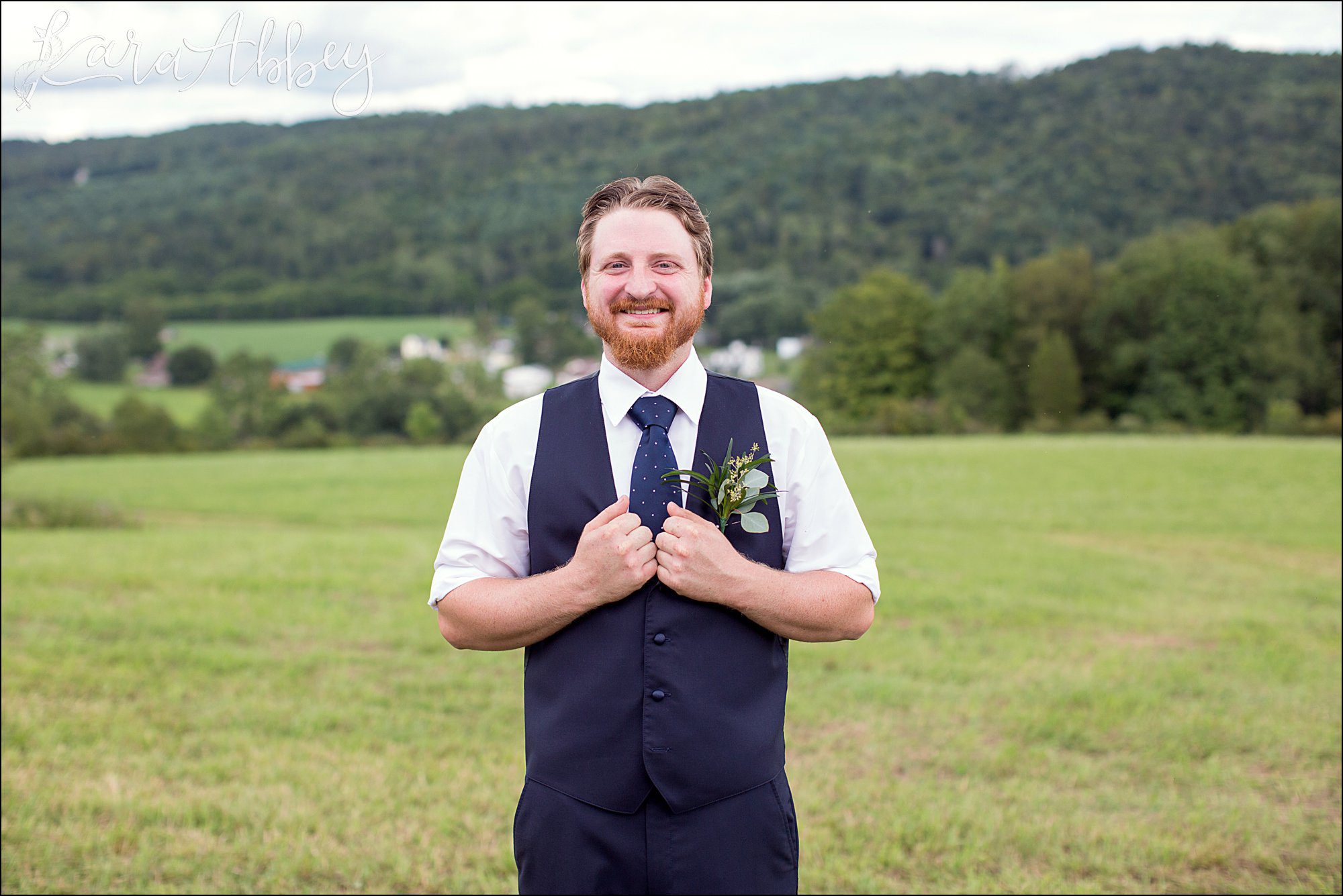 Summer Backyard Navy Wedding - Groom Portrait