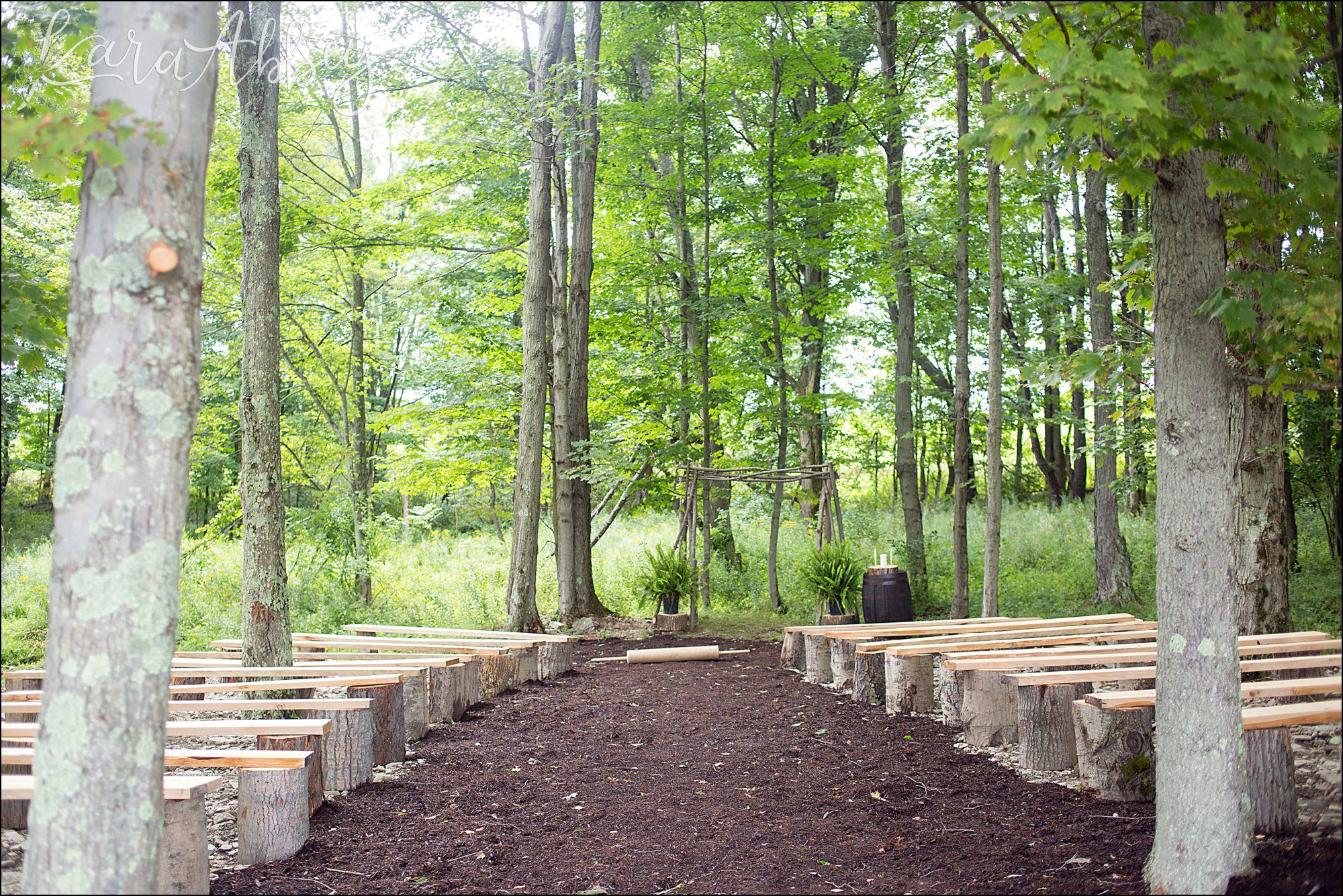 Summer Backyard Navy Wedding - Ceremony in the Woods