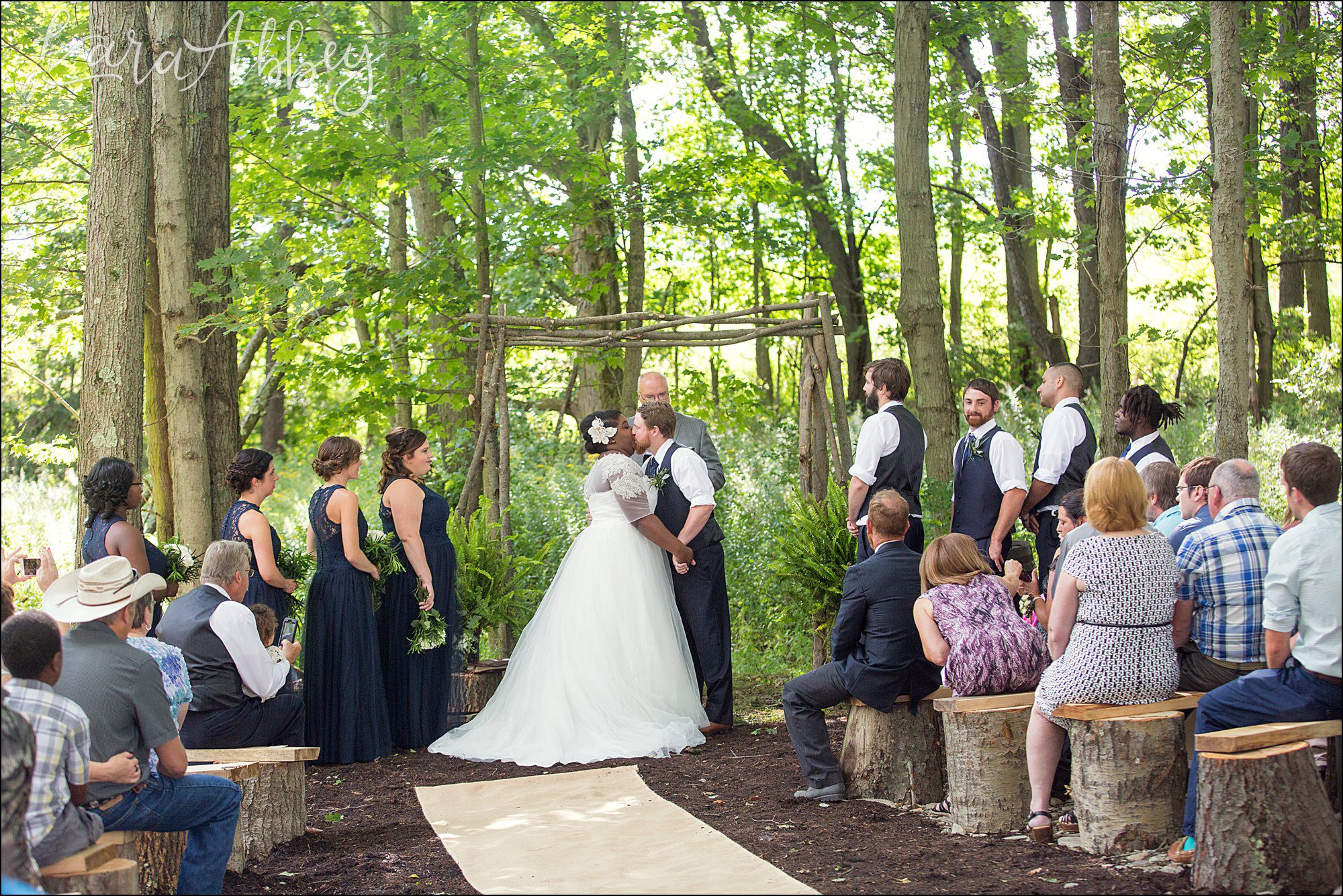 Summer Backyard Navy Wedding - Ceremony in the Woods