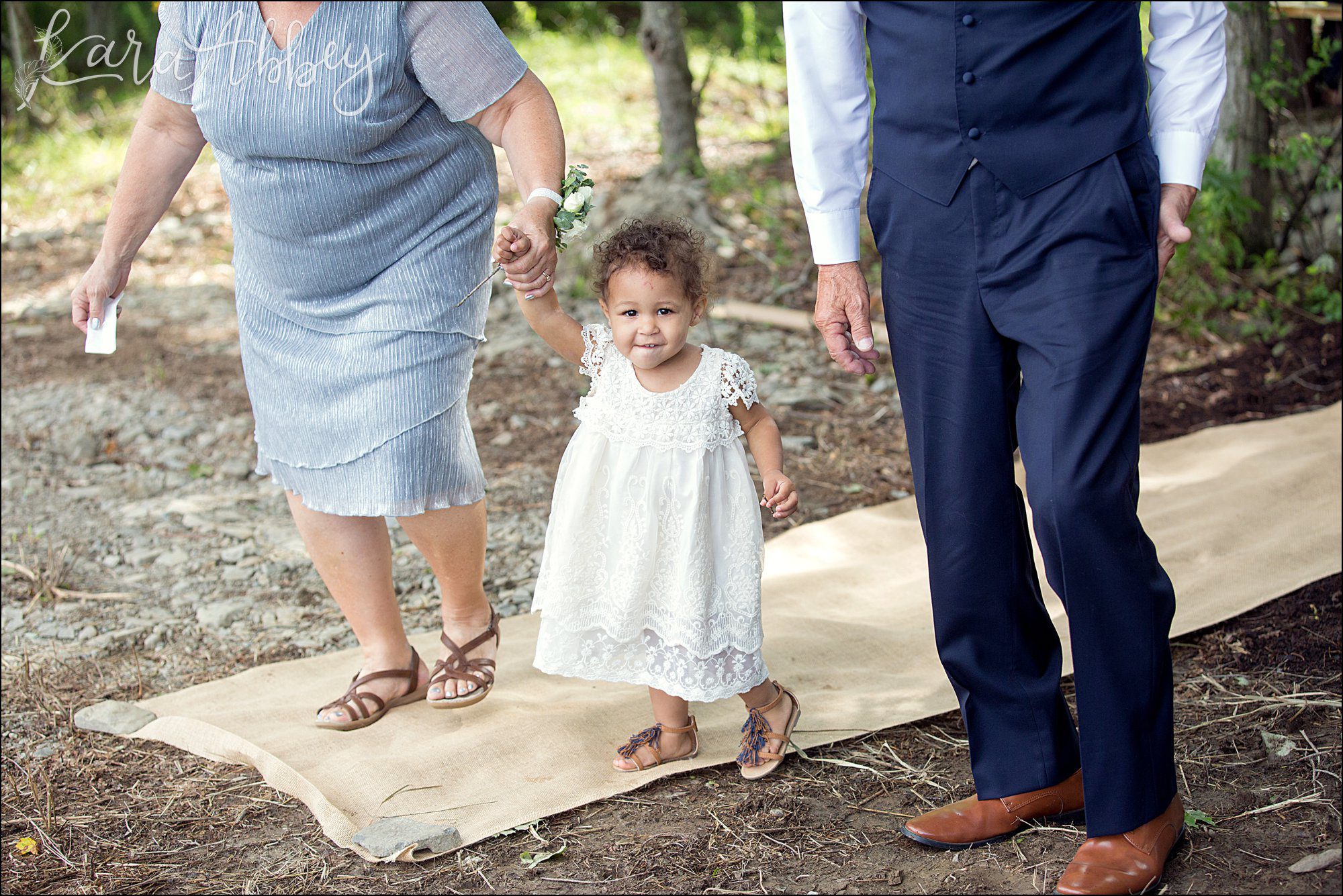 Summer Backyard Navy Wedding - Ceremony in the Woods