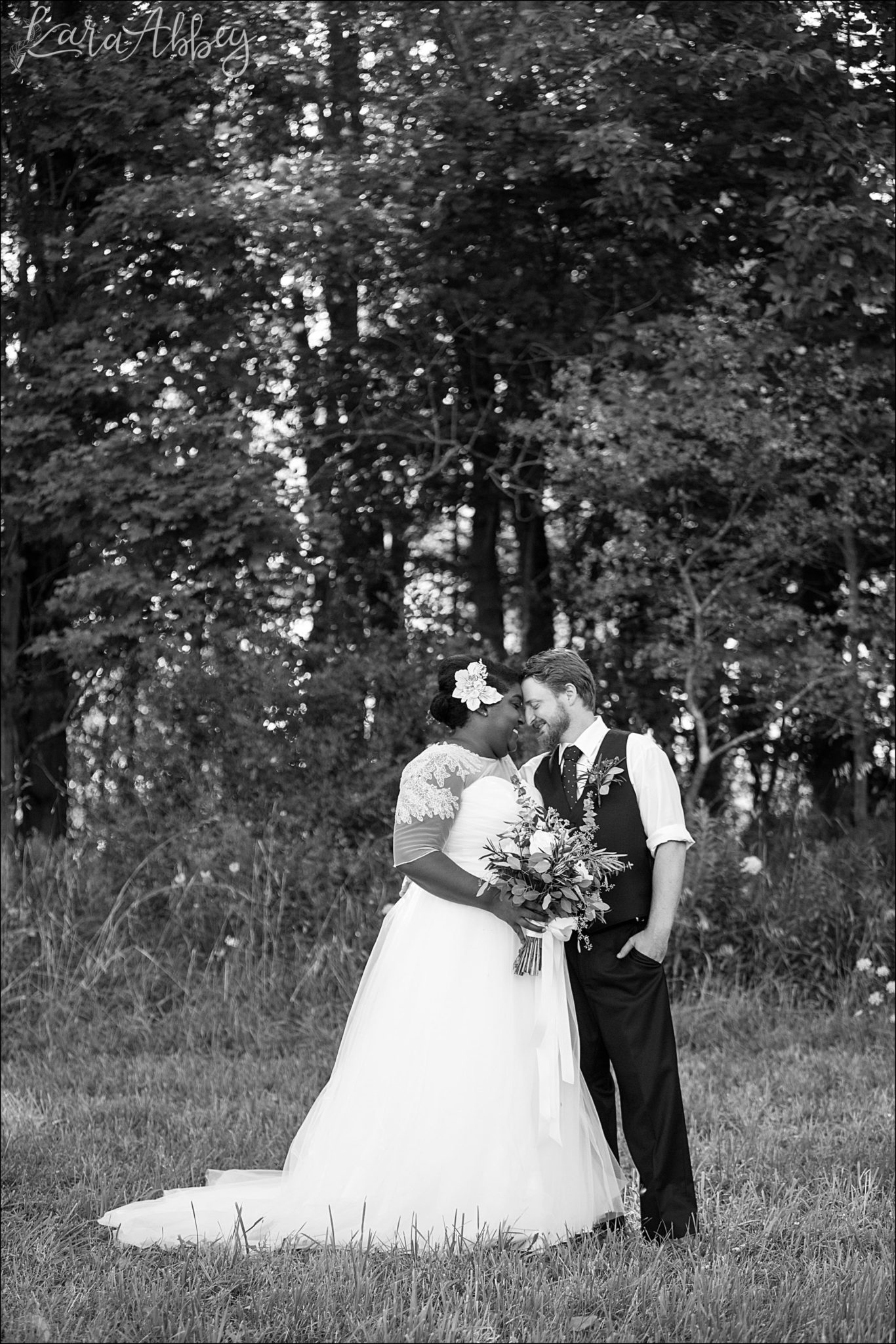 Summer Backyard Navy Wedding - Bride and Groom Portrait