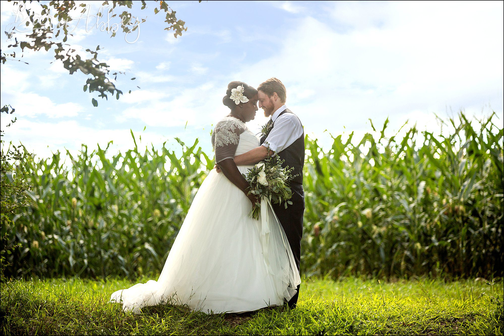 Summer Backyard Navy Wedding - Bride and Groom Portrait