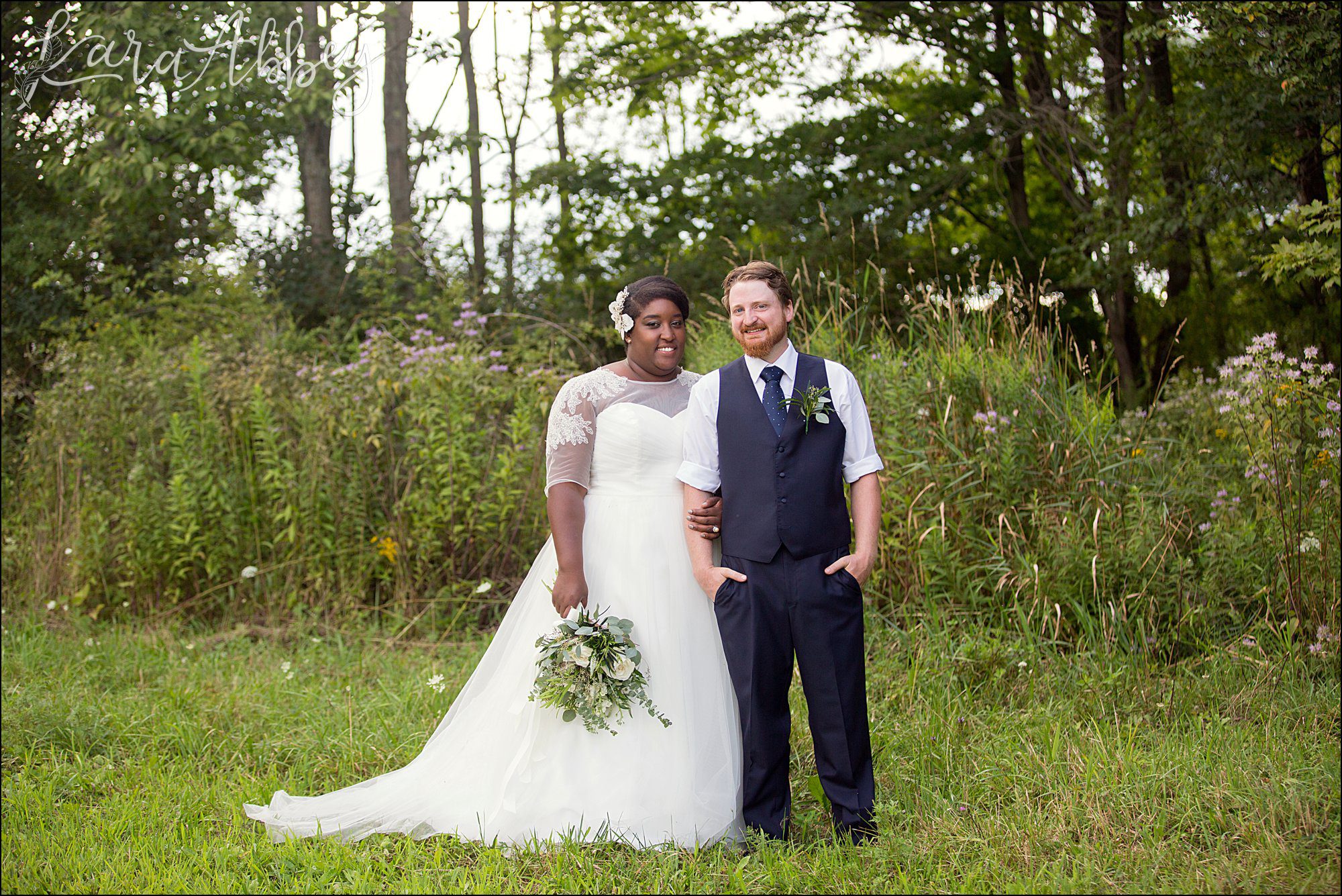 Summer Backyard Navy Wedding - Bride and Groom Portrait
