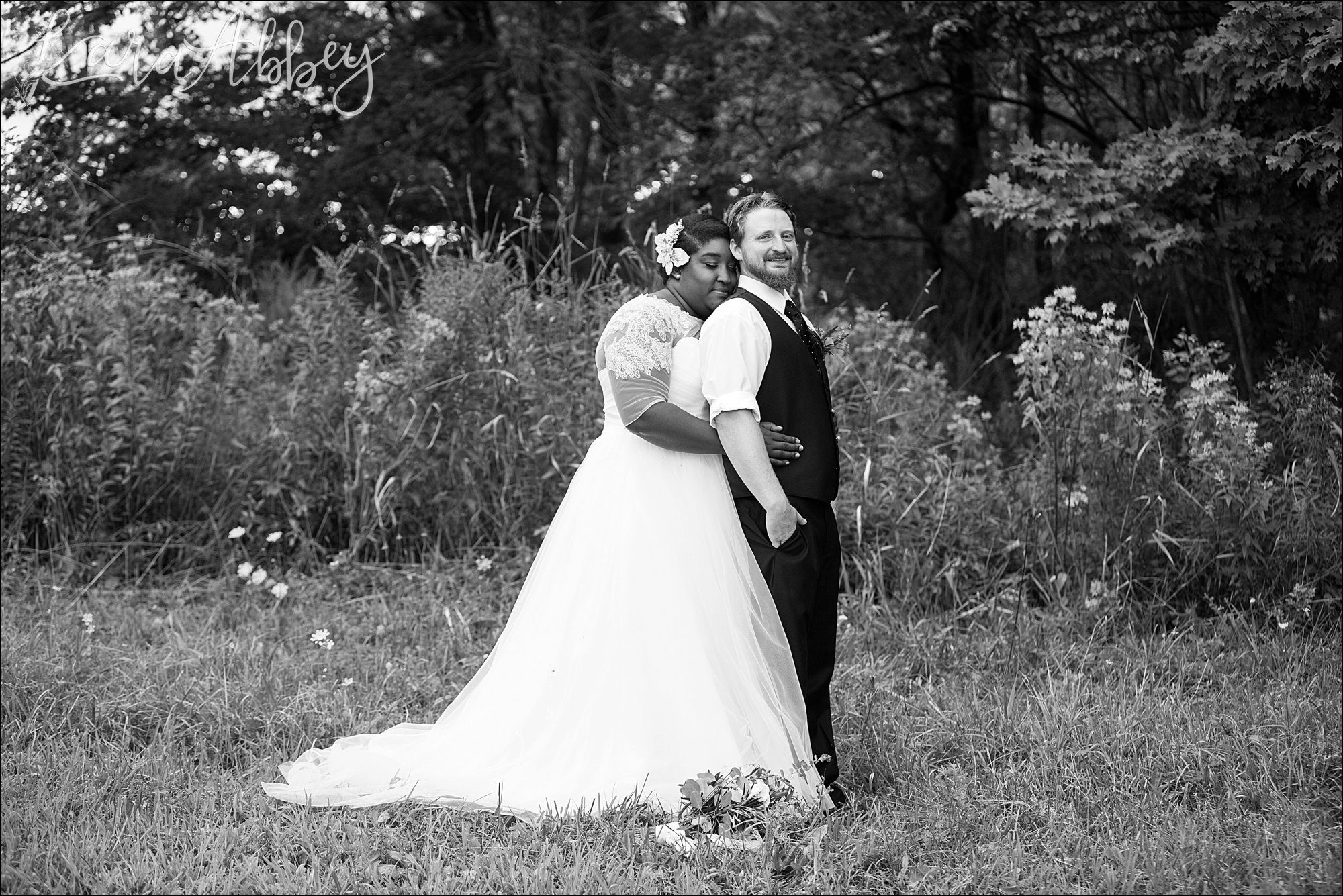 Summer Backyard Navy Wedding - Bride and Groom Portrait