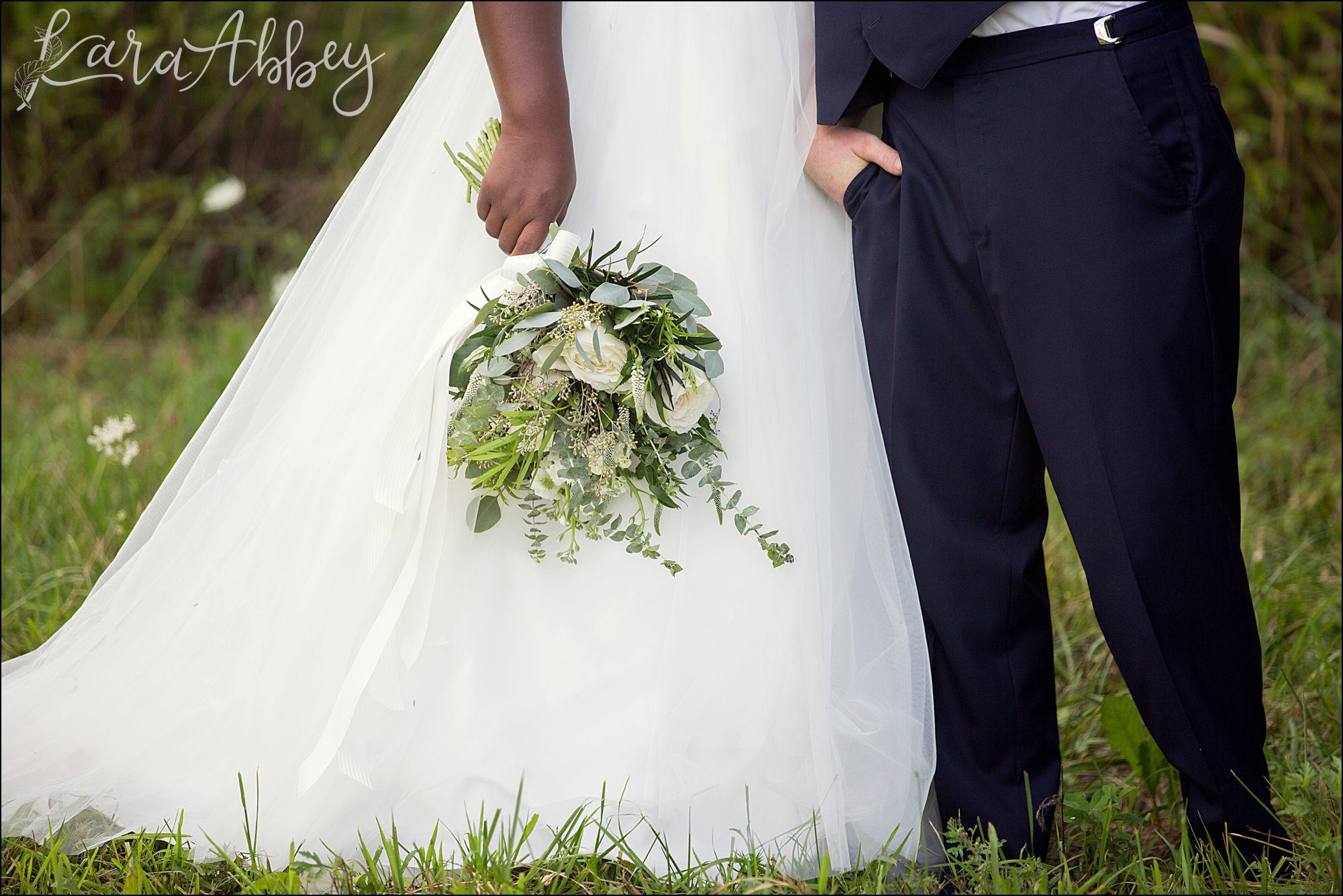 Summer Backyard Navy Wedding - Bride and Groom Portrait
