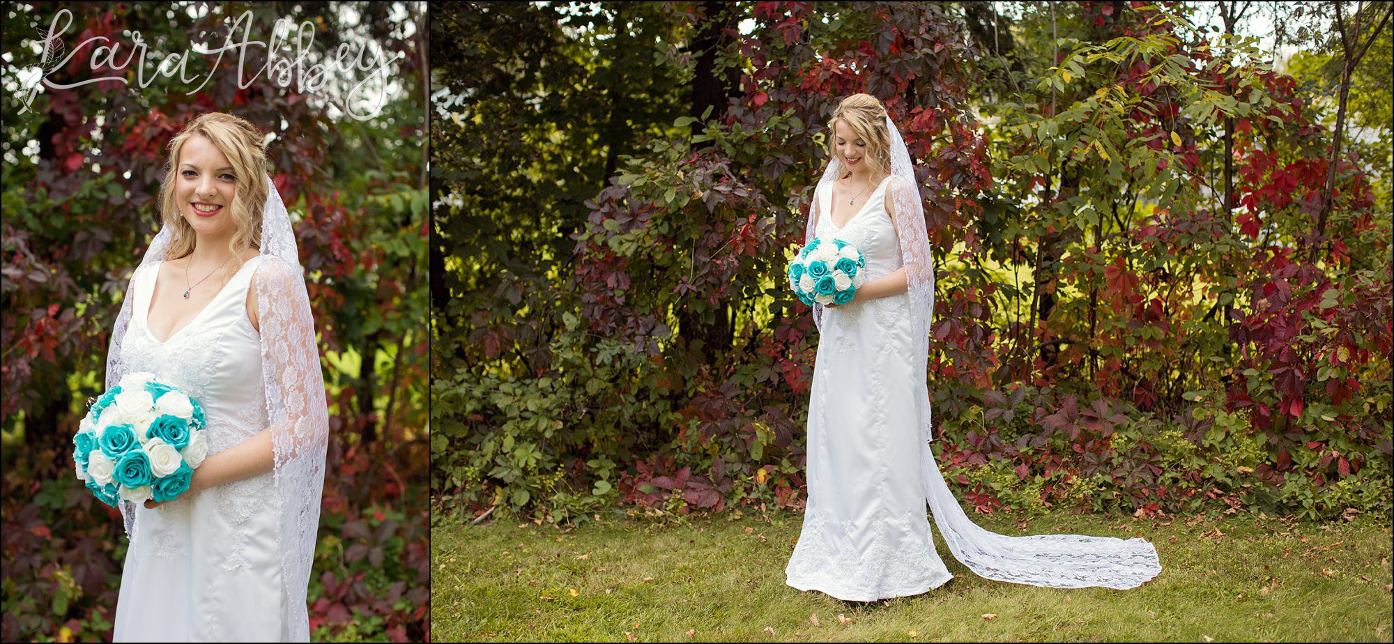 Teal Fall Backyard DIY Wedding - Bride Portrait - by Photographer in Irwin, PA
