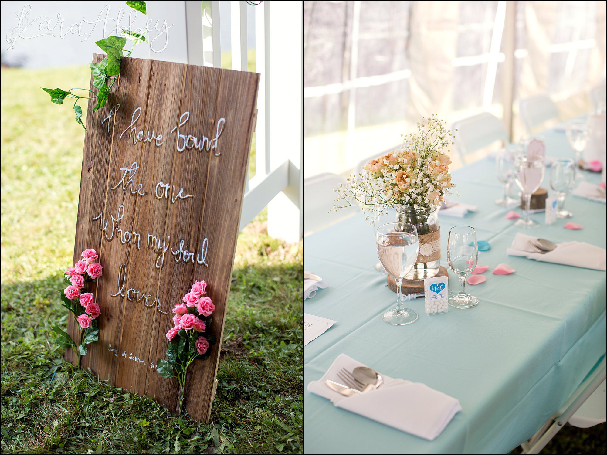 Teal Fall Backyard DIY Wedding - Reception Decor - by Photographer in Irwin, PA
