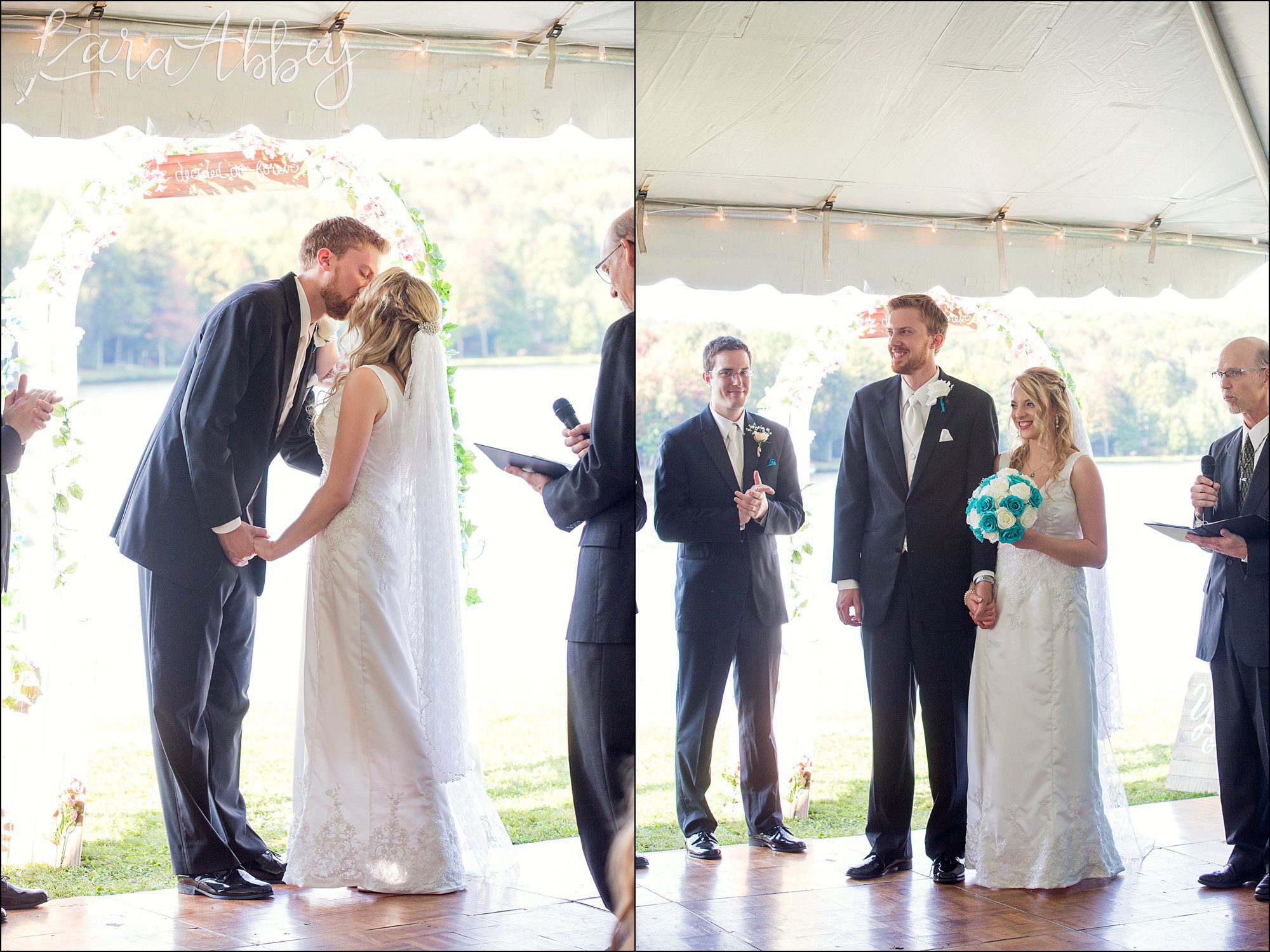 Teal Fall Backyard DIY Wedding Tent Ceremony by Photographer in Irwin, PA