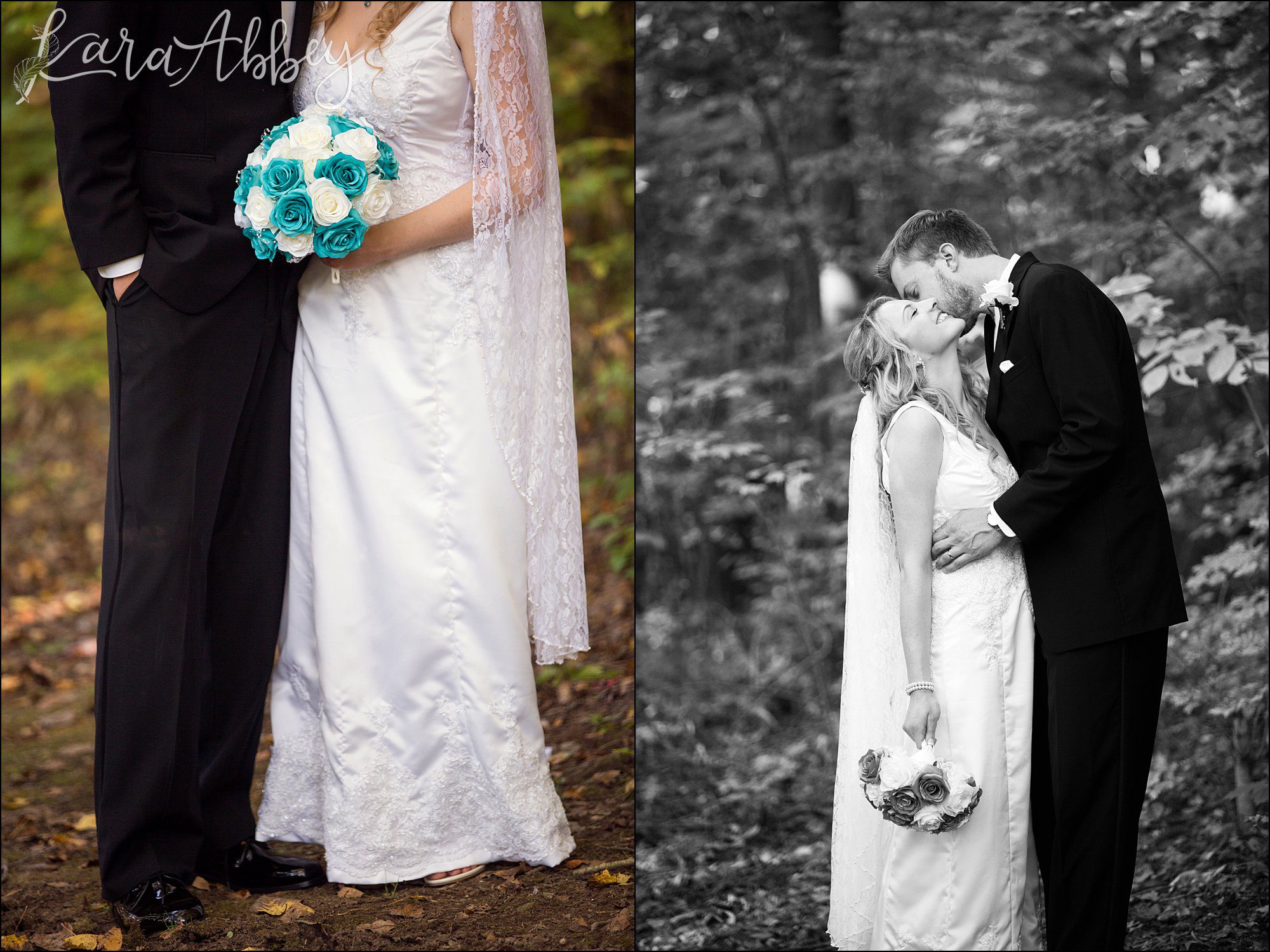Teal Fall Backyard DIY Wedding - Bride & Groom Portrait - by Photographer in Irwin, PA
