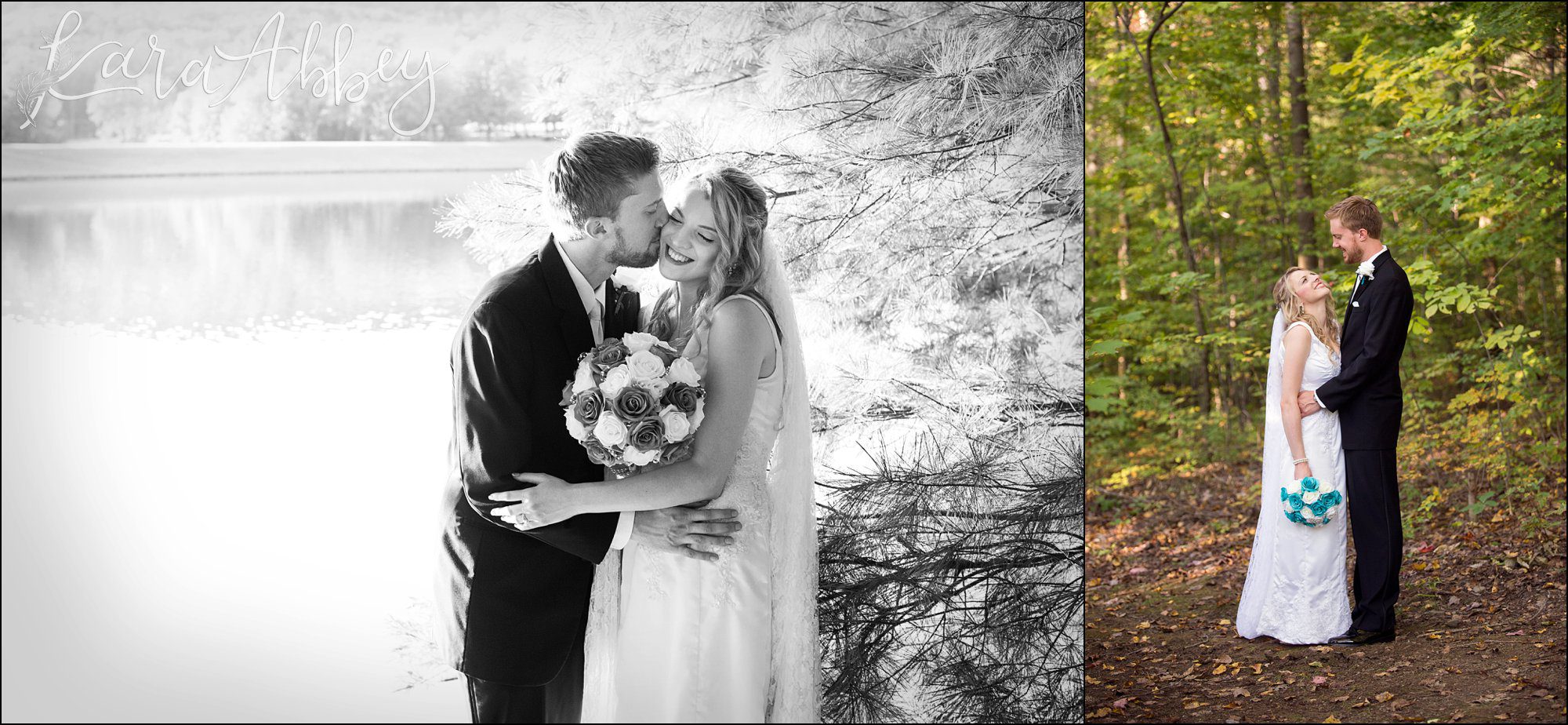 Teal Fall Backyard DIY Wedding - Bride & Groom Portrait - by Photographer in Irwin, PA