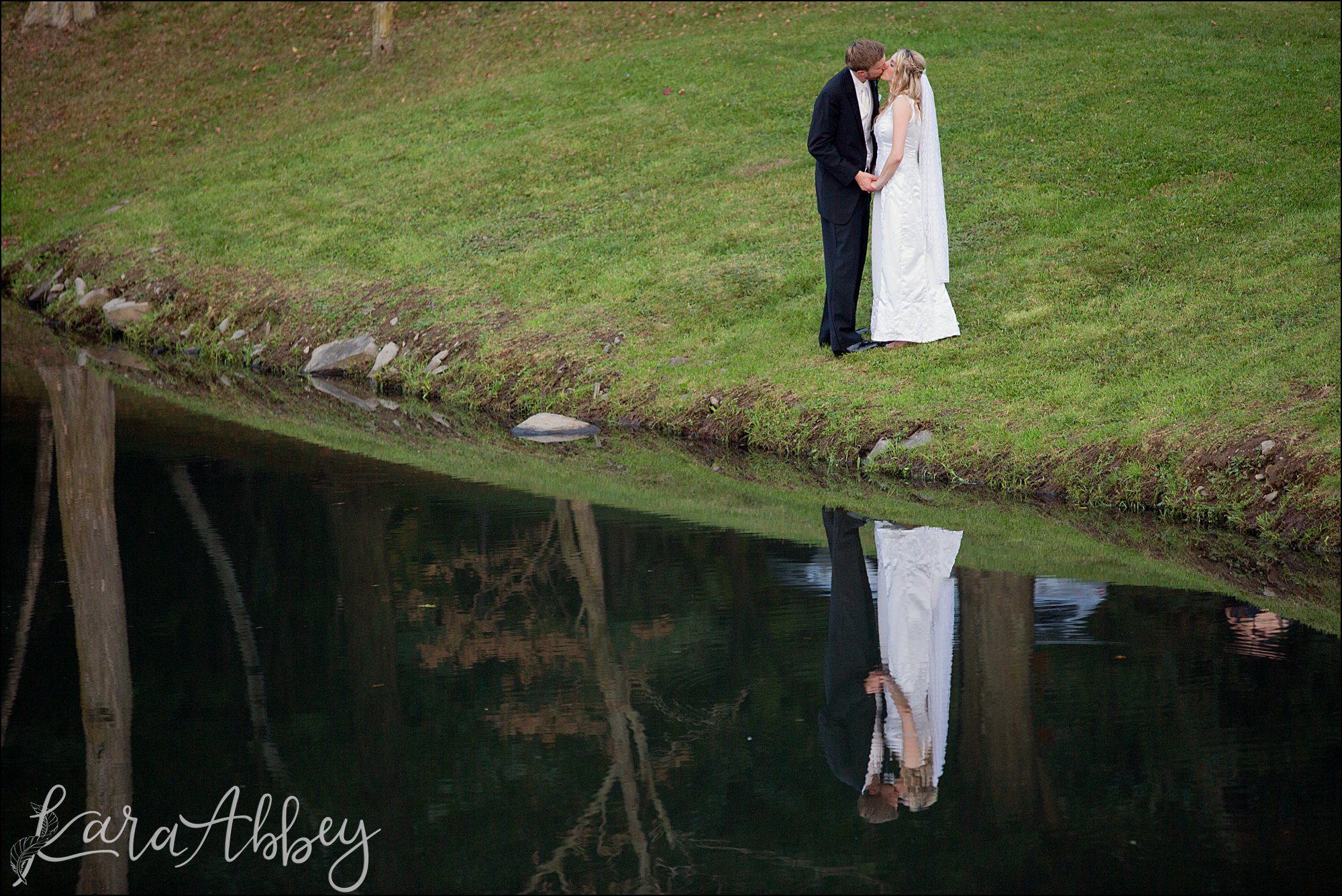 Teal Fall Backyard DIY Wedding - Bride & Groom Portrait - by Photographer in Irwin, PA