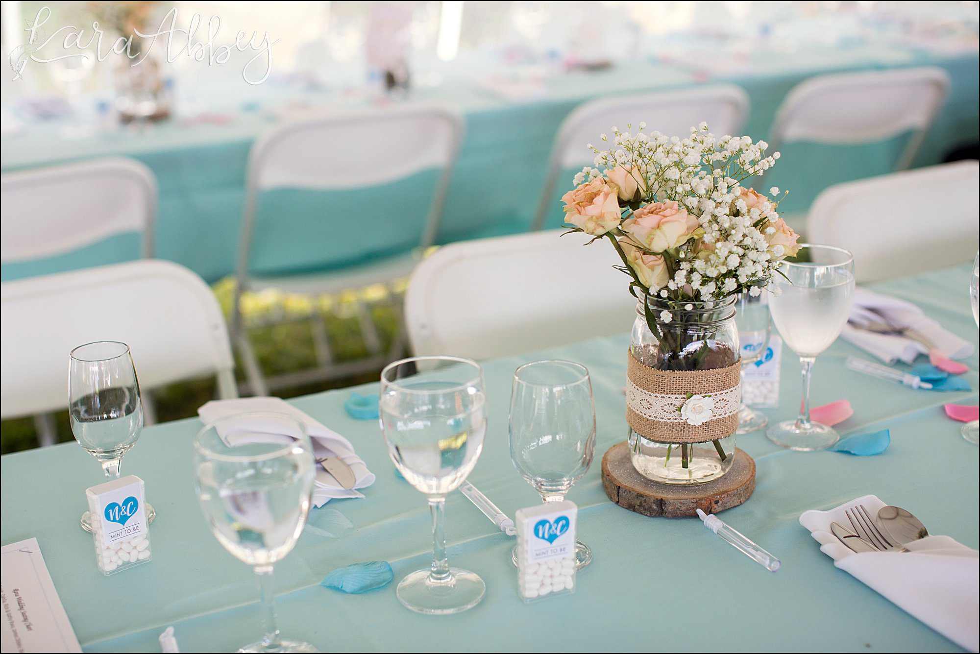 Teal Fall Backyard DIY Wedding - Reception Decor - by Photographer in Irwin, PA