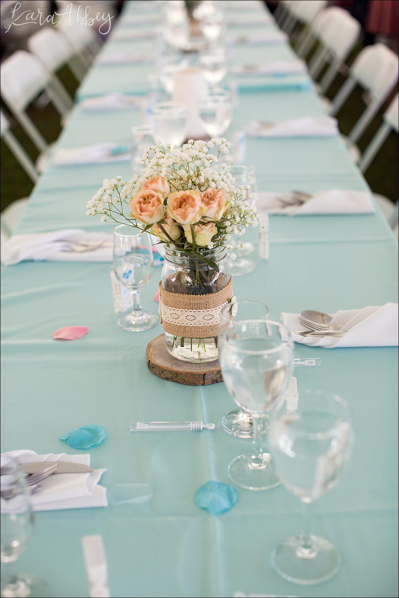 Teal Fall Backyard DIY Wedding - Reception Decor - by Photographer in Irwin, PA