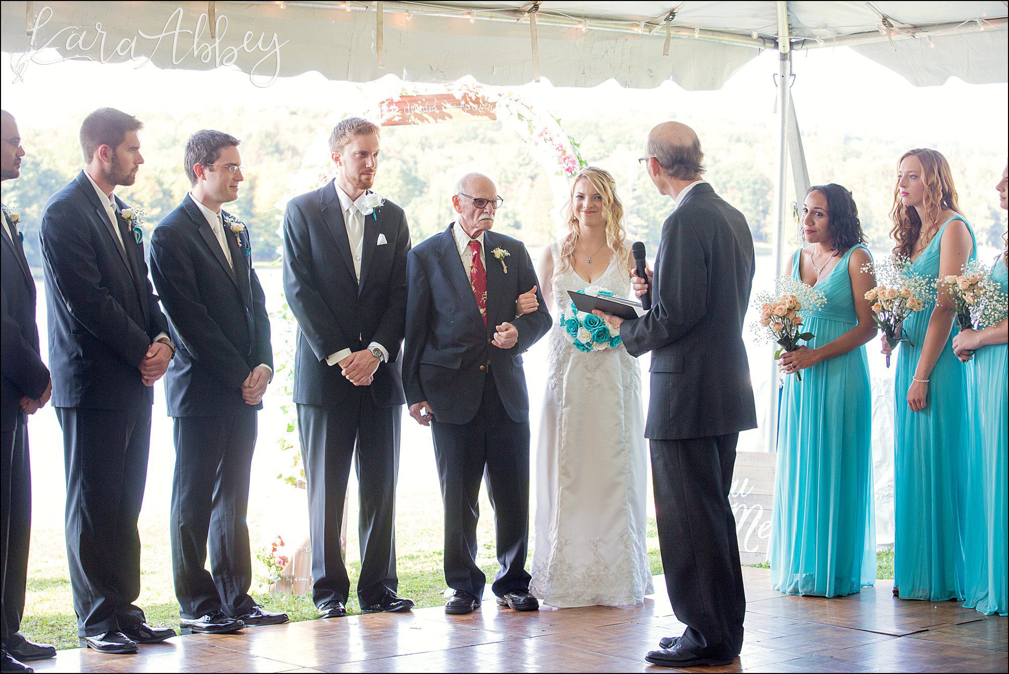 Teal Fall Backyard DIY Wedding Ceremony by Photographer in Irwin, PA