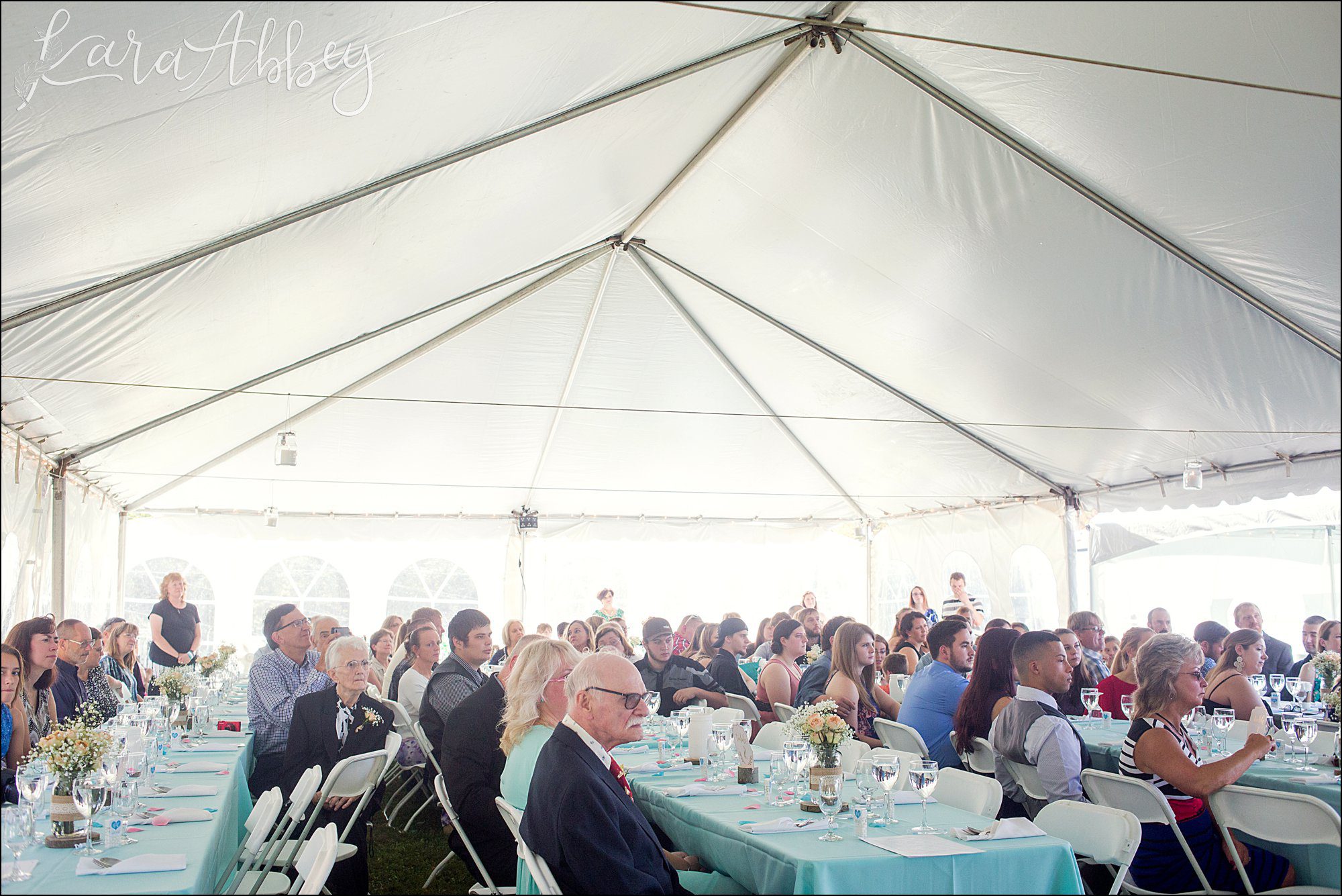 Teal Fall Backyard DIY Wedding Tent Ceremony by Photographer in Irwin, PA