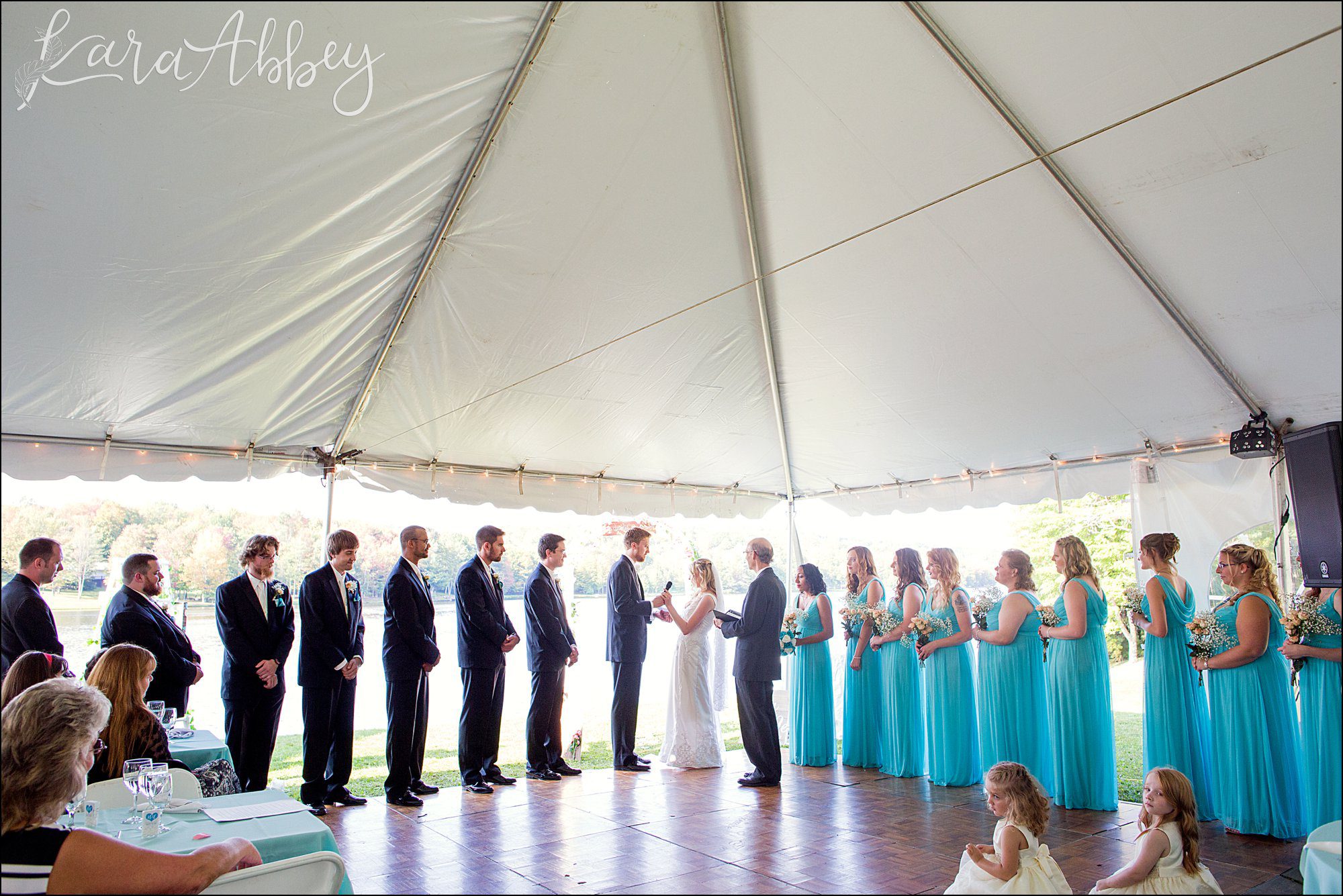 Teal Fall Backyard DIY Wedding Tent Ceremony by Photographer in Irwin, PA