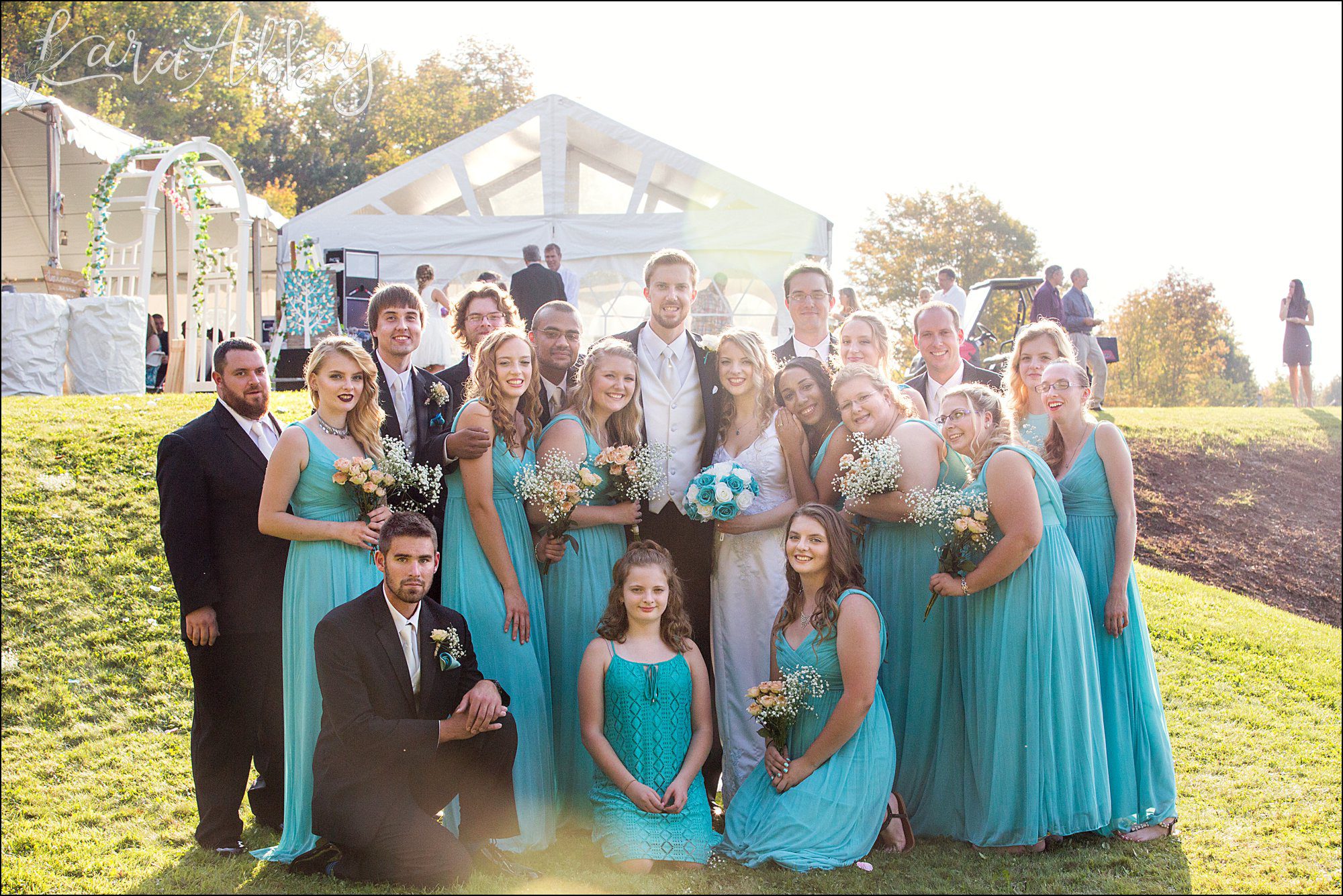 Teal Fall Backyard DIY Wedding - Bridal Party Portrait - by Photographer in Irwin, PA