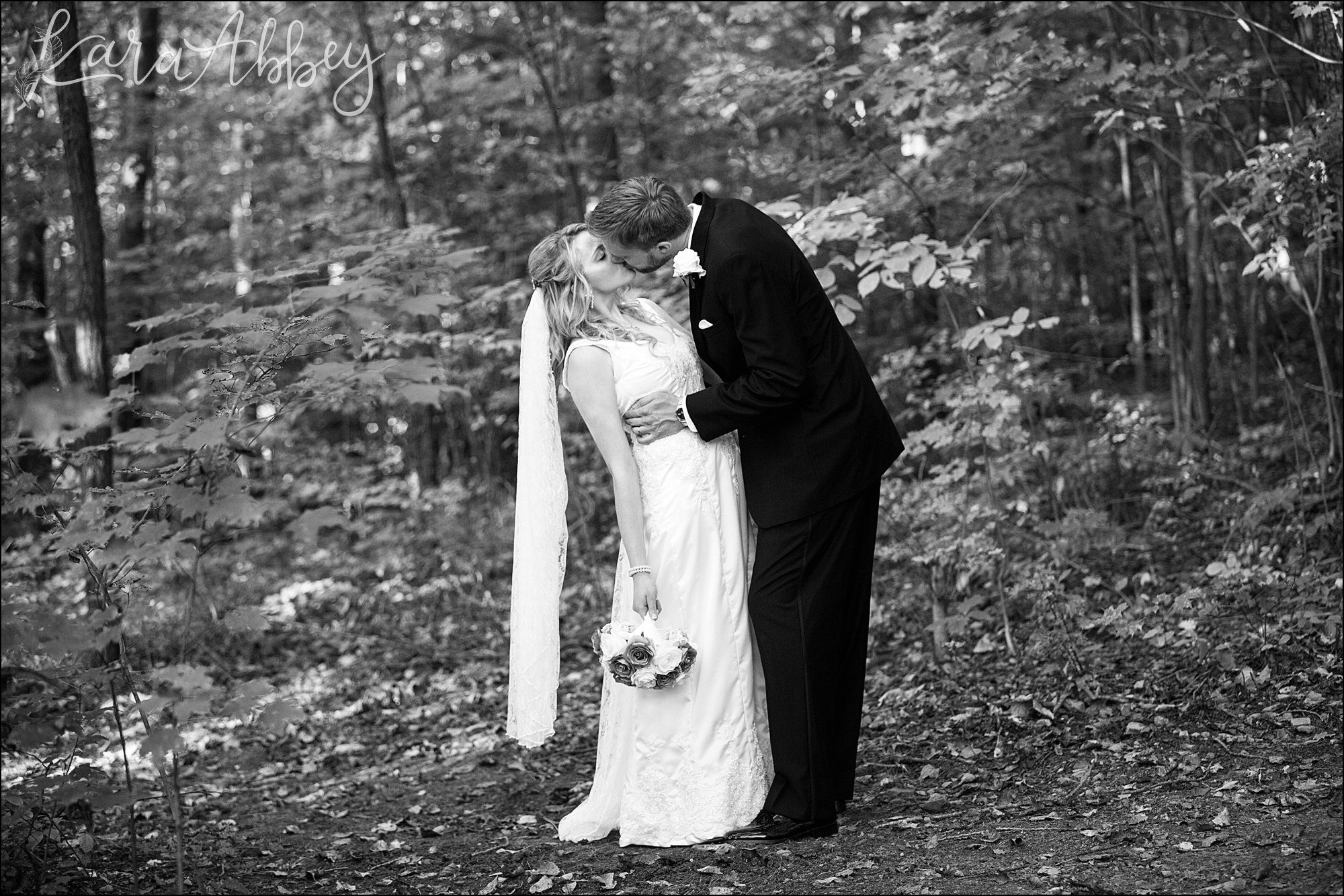 Teal Fall Backyard DIY Wedding - Bride & Groom Portrait - by Photographer in Irwin, PA