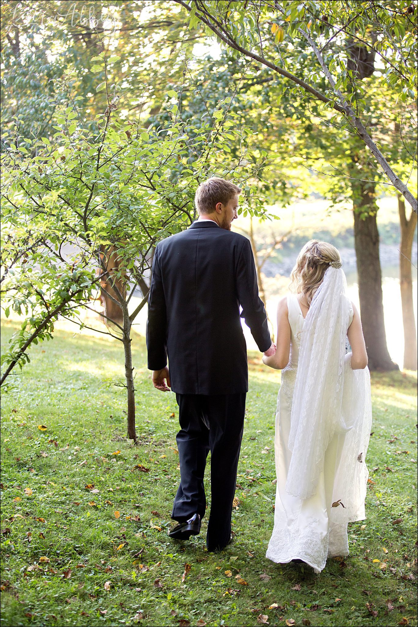 Teal Fall Backyard DIY Wedding - Bride & Groom Portrait - by Photographer in Irwin, PA