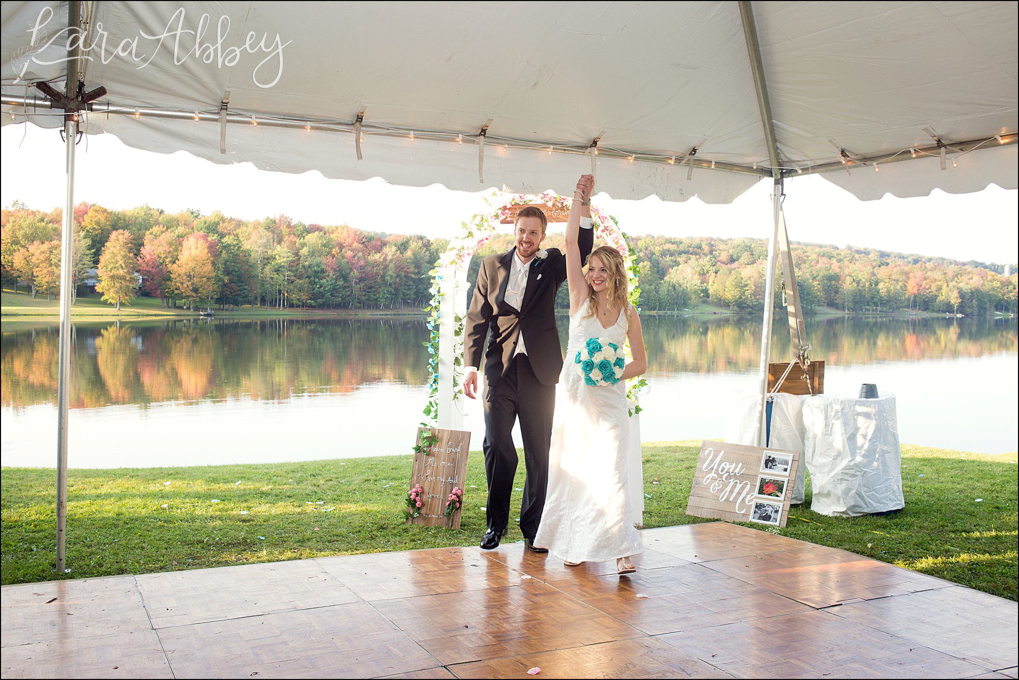 Teal Fall Backyard DIY Wedding Reception by Photographer in Irwin, PA