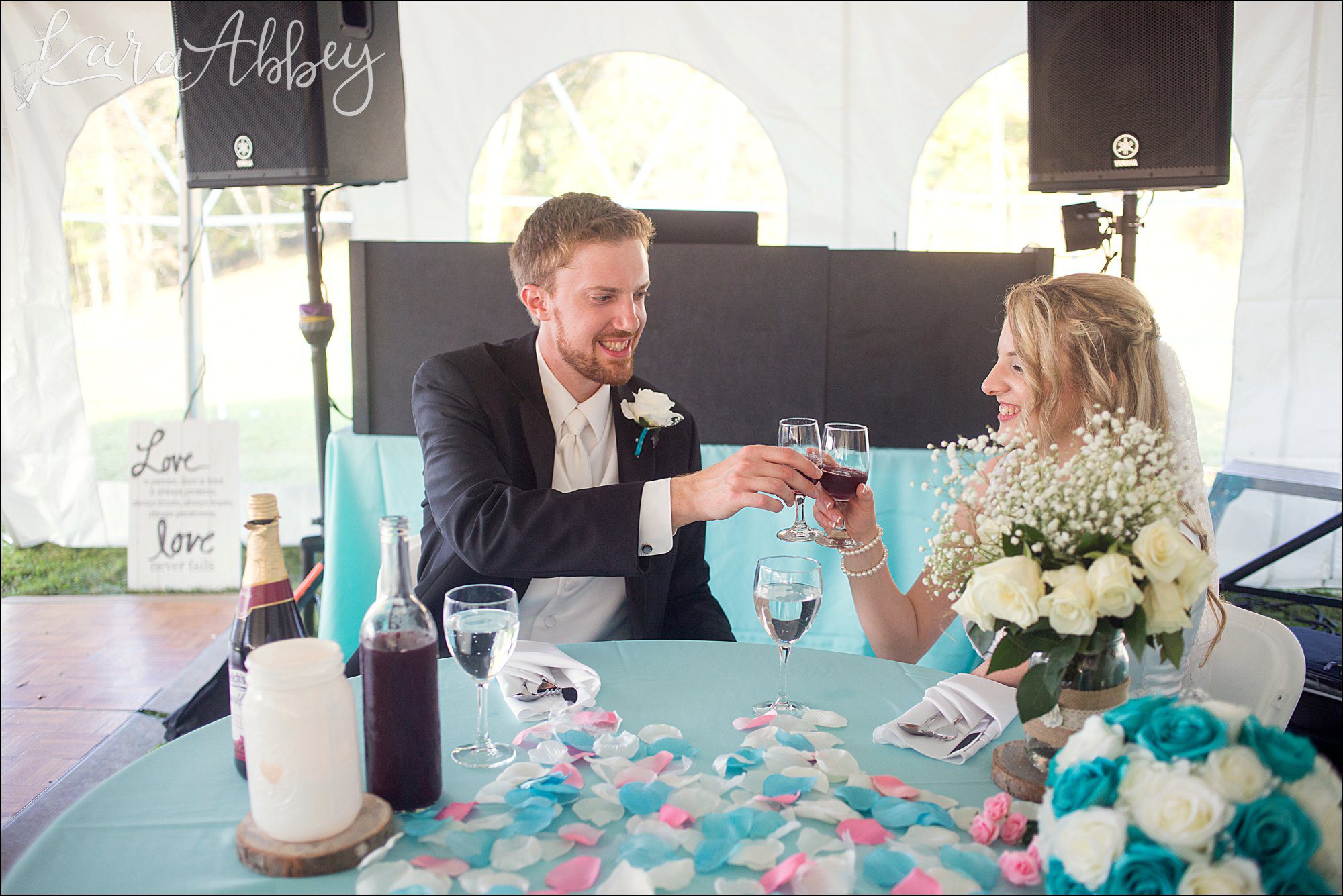 Teal Fall Backyard DIY Wedding Reception by Photographer in Irwin, PA