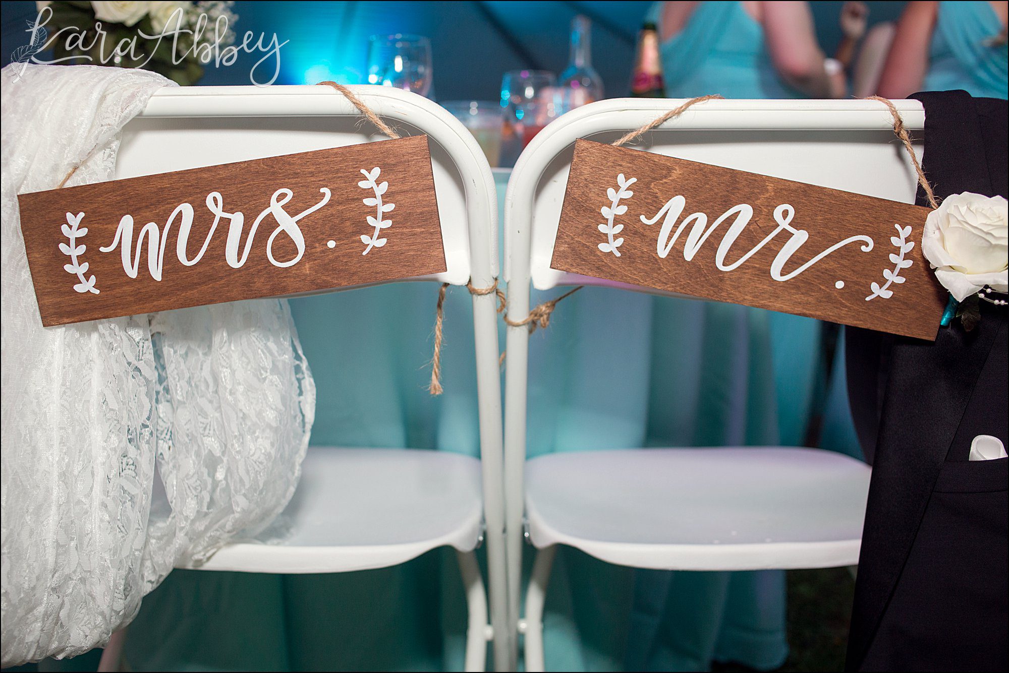 Teal Fall Backyard DIY Wedding - Reception Decor - by Photographer in Irwin, PA
