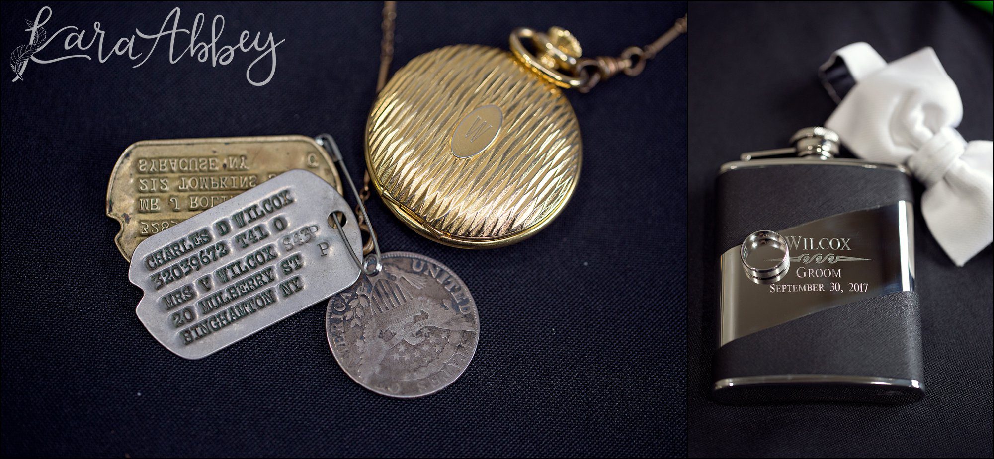 Groom Details - Engraved Flask & Silver Wedding Band