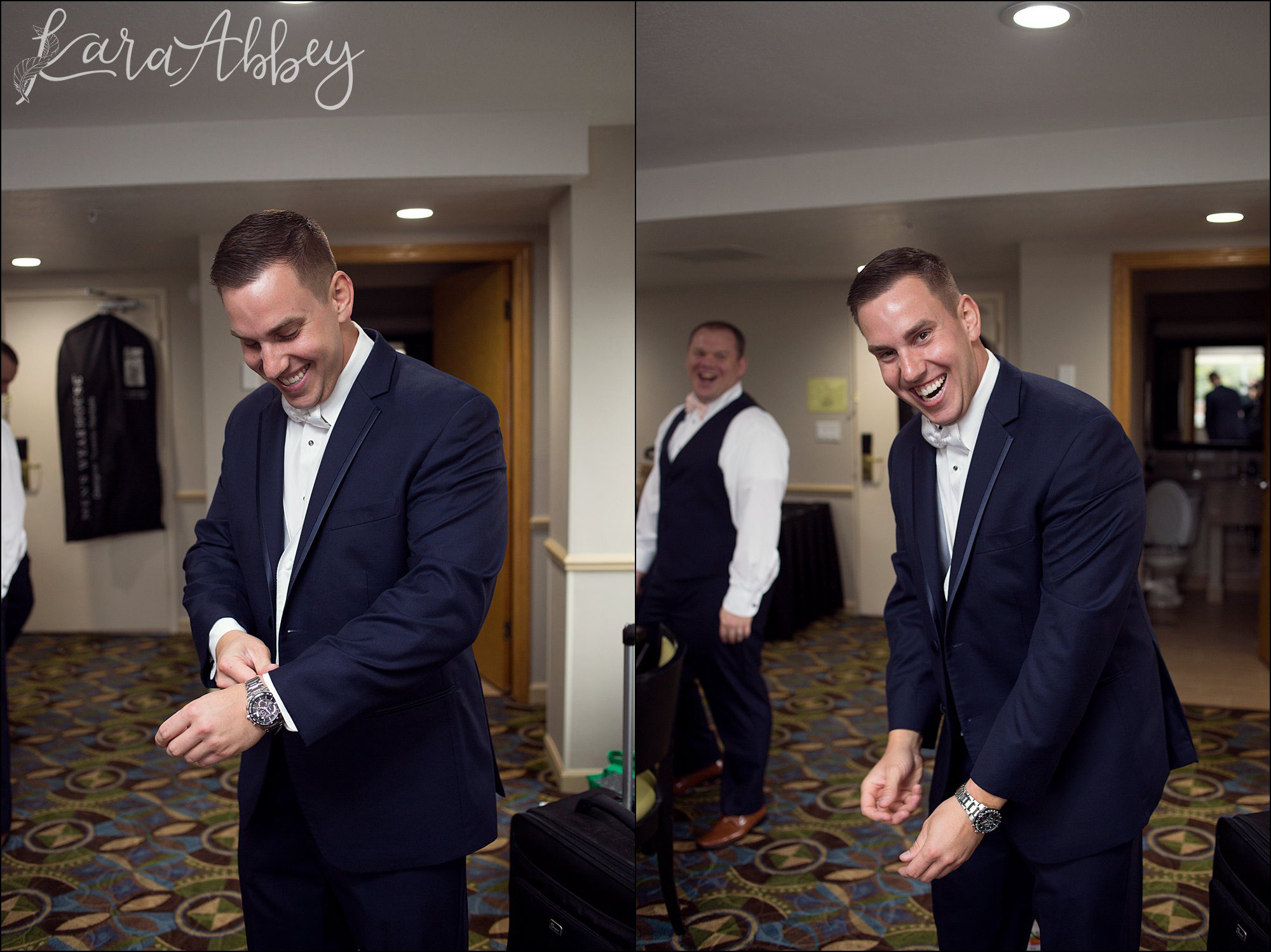 Groom Getting Ready for Wedding - White Bow Tie