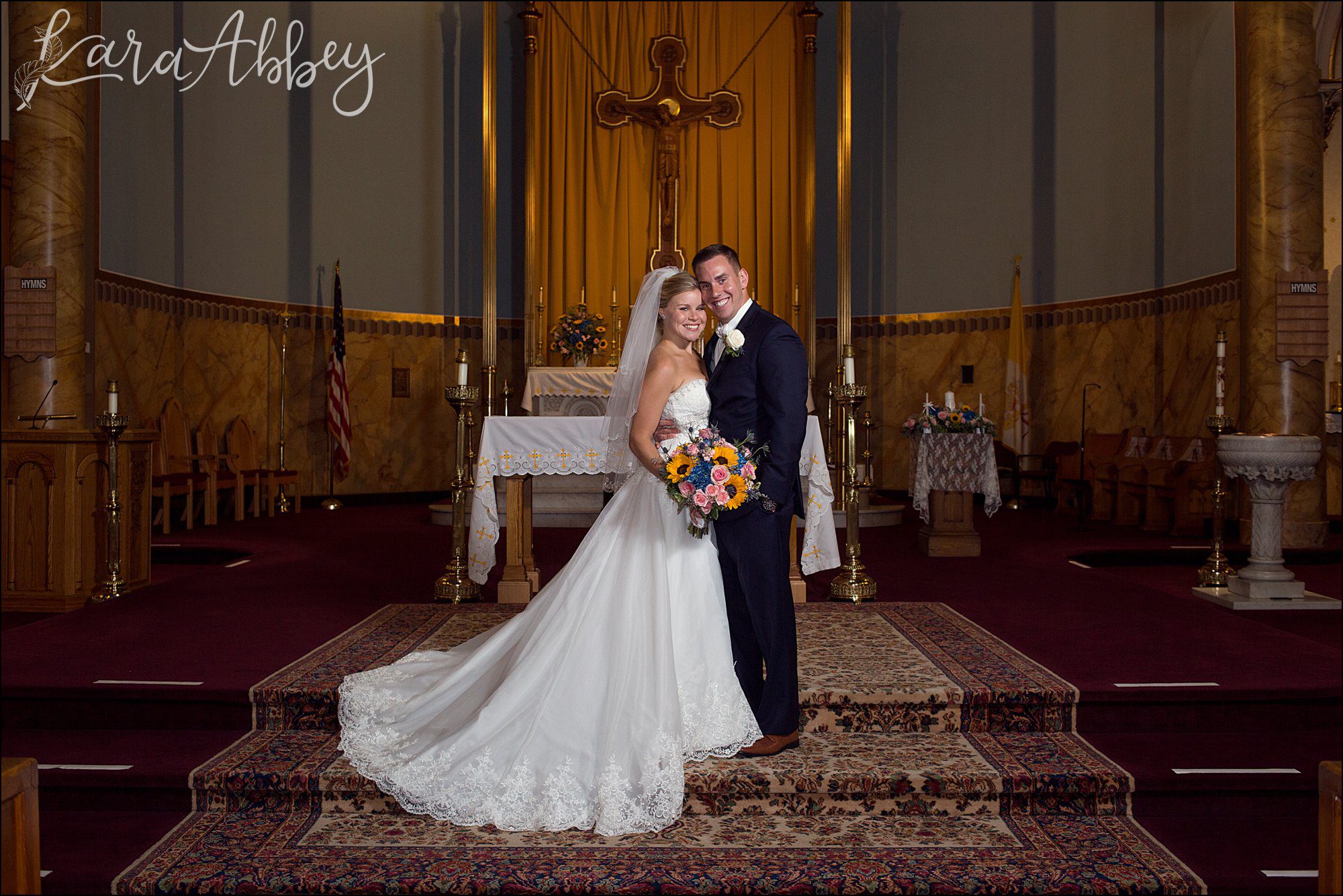Navy Fall Wedding Ceremony - Bride & Groom Church Formal Portrait