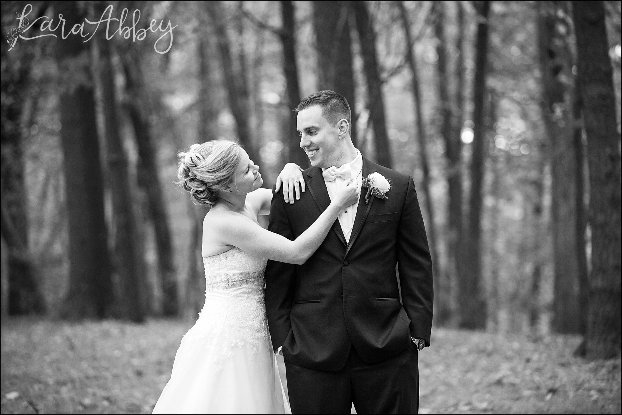 Elegant Navy Fall Wedding Bride & Groom Outdoor Portrait
