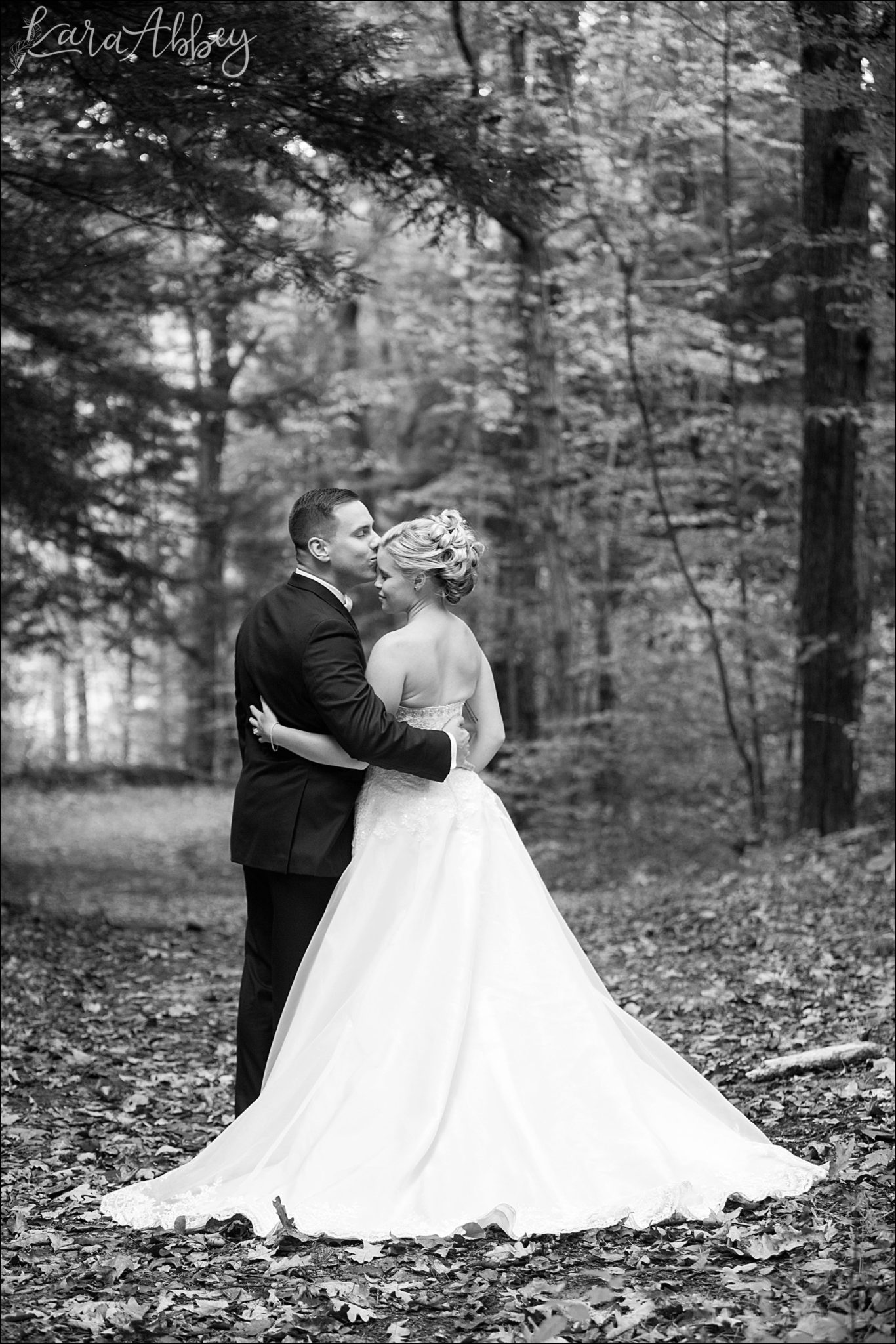 Elegant Navy Fall Wedding Bride & Groom Outdoor Portrait