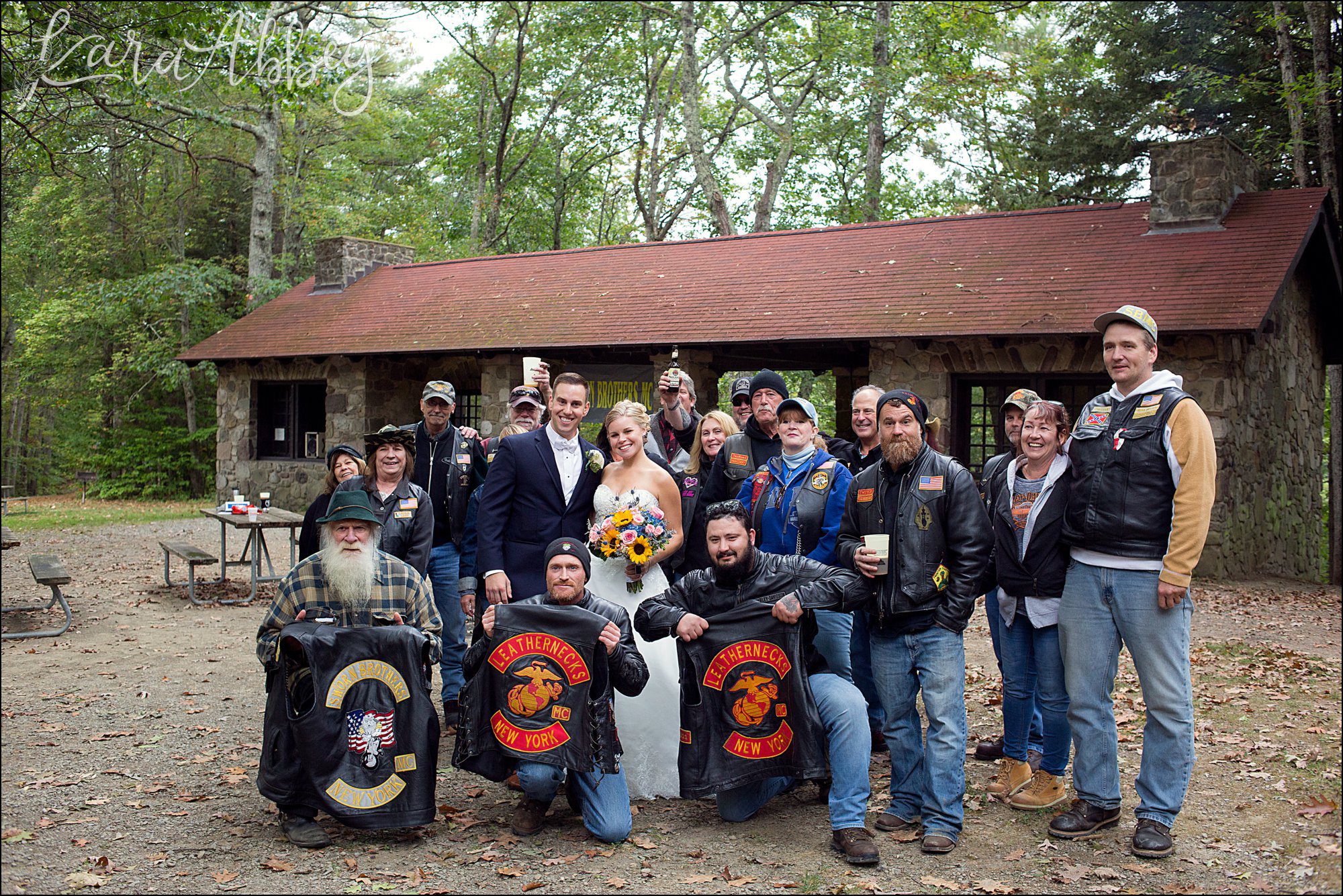 Bride & Groom with Motorcycle Gang