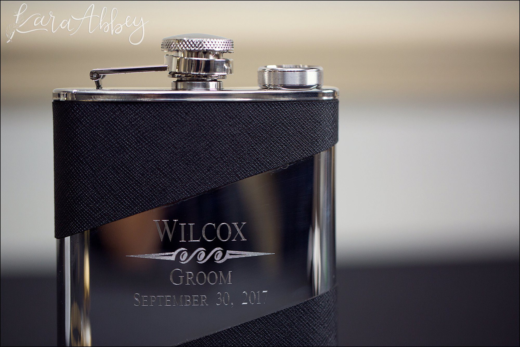 Groom Details - Engraved Flask & Silver Wedding Band