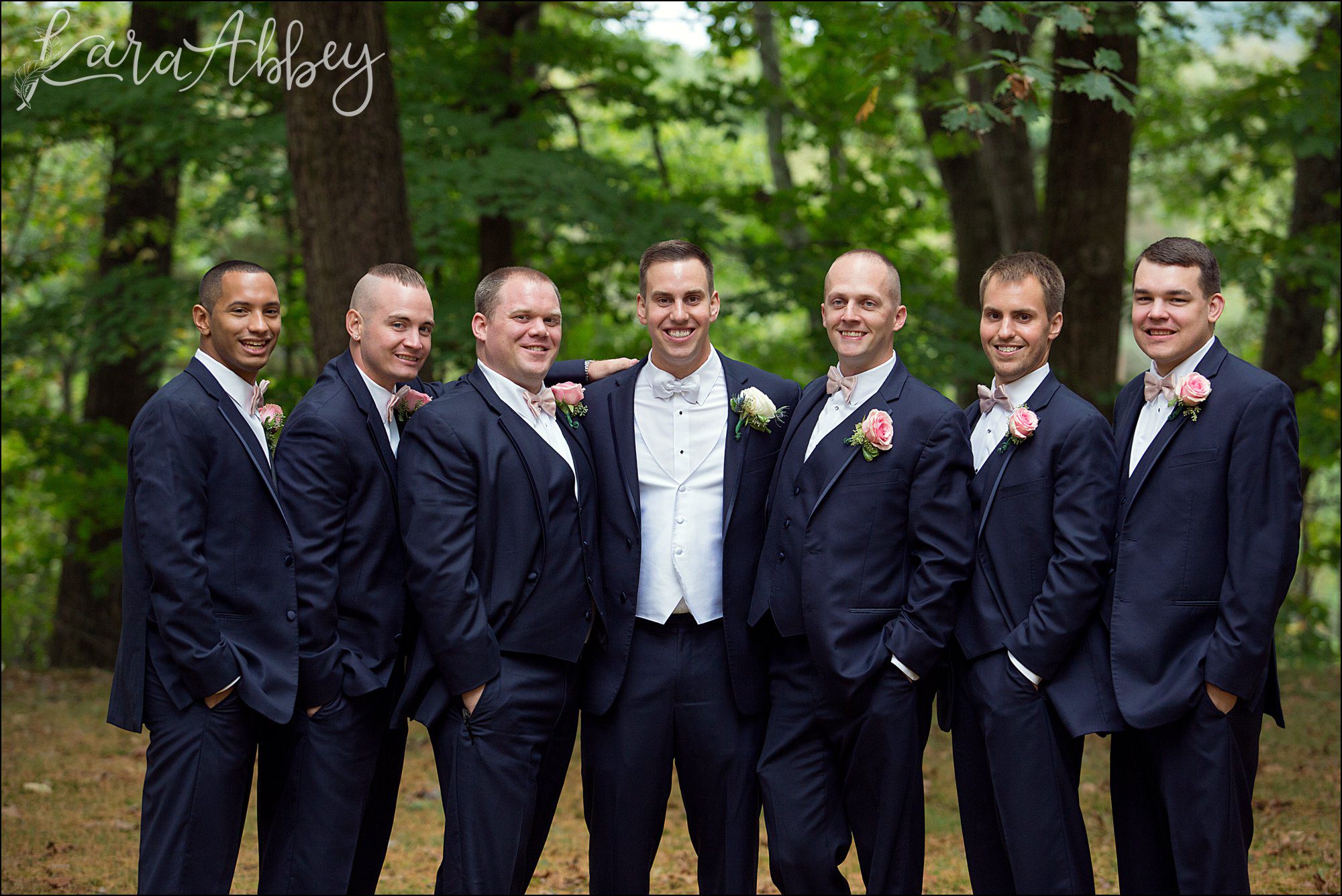 Navy Fall Wedding Groomsmen Portrait
