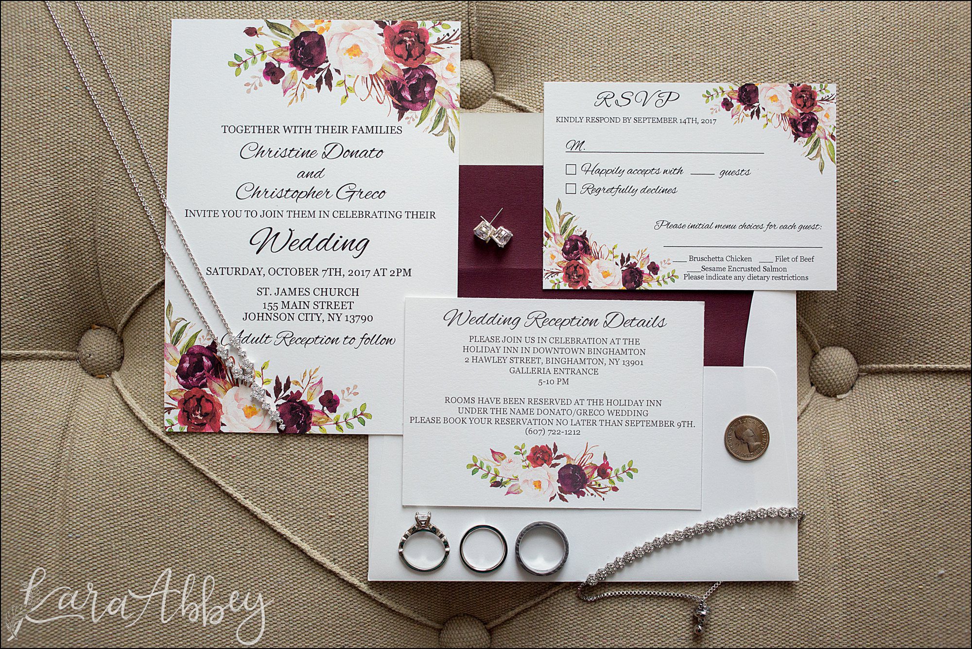 Elegant Burgundy Fall Wedding Invitation Suite