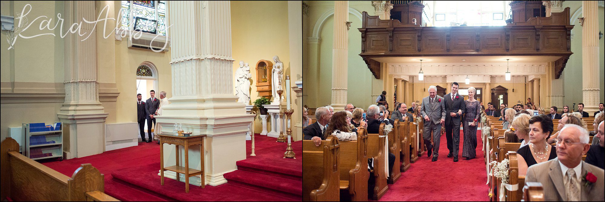 Groom escorting his Mom down the aisle - Fall Wedding