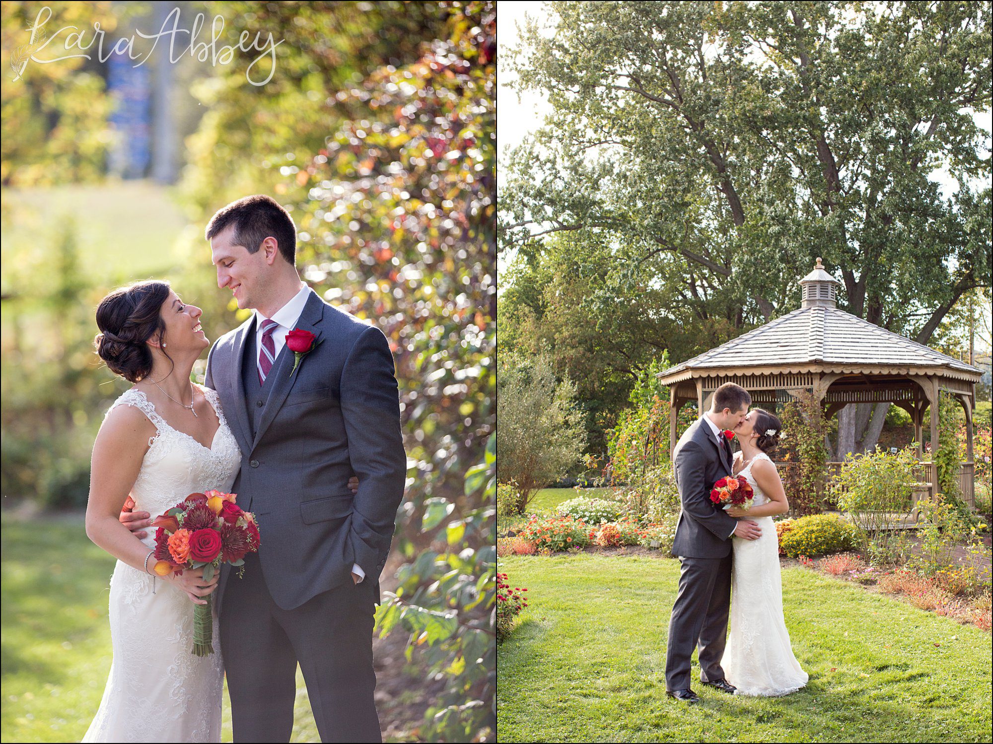 Golden Hour Fall Wedding Bride & Groom Portrait, Burgundy & Orange Bouquet