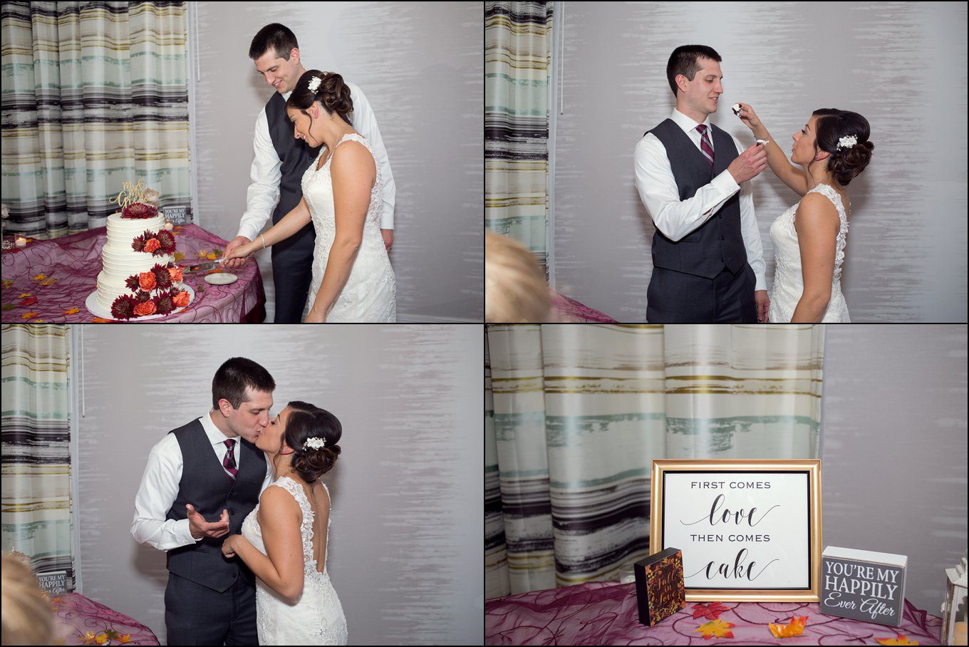 Cake Cutting at Fall Wedding Reception