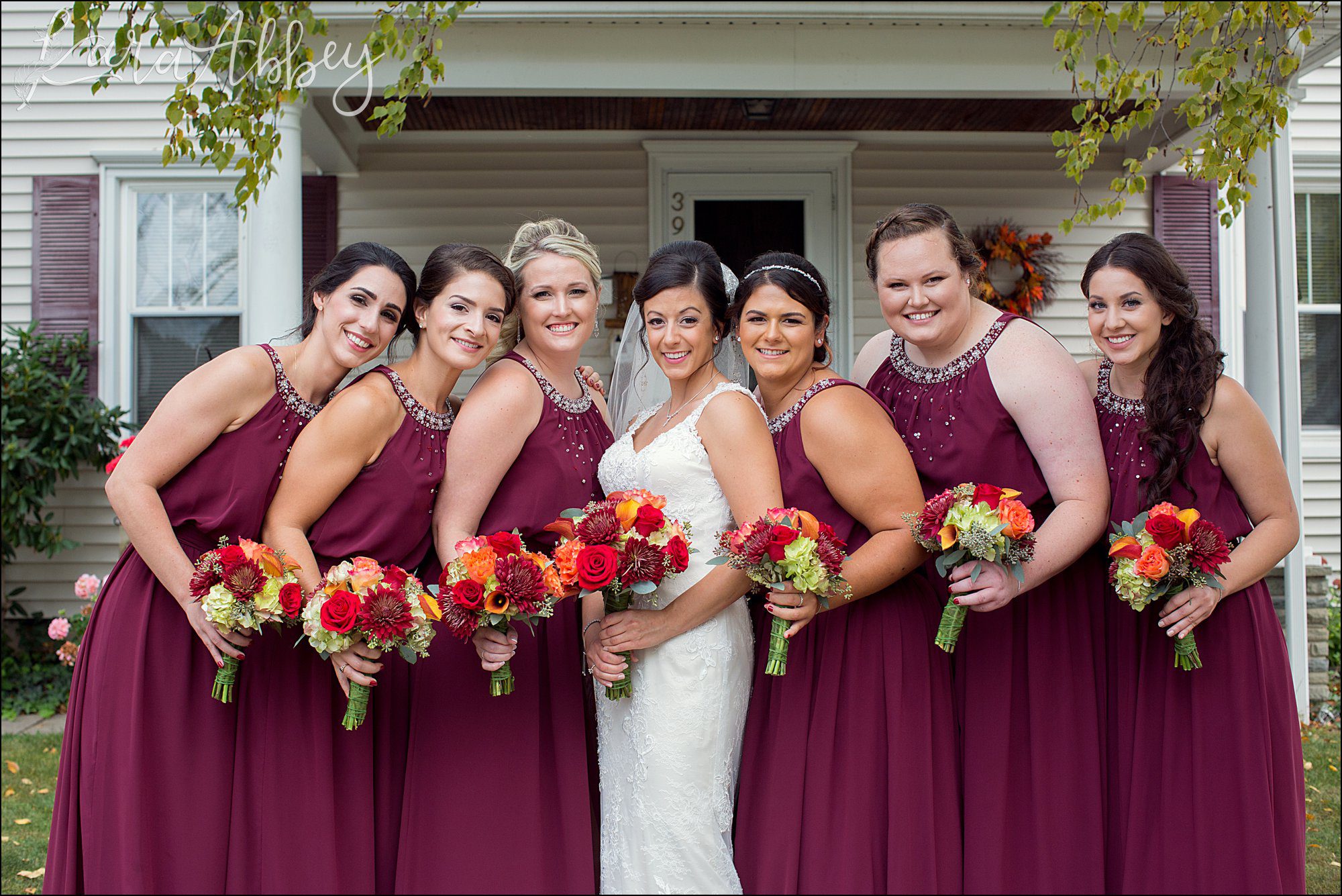 Burgundy Bridesmaids Gowns