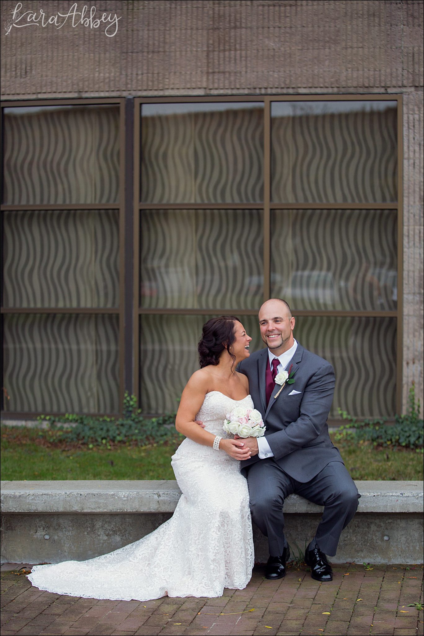 Bride & Groom Portrait after Wedding Ceremony by Irwin, PA Photographer