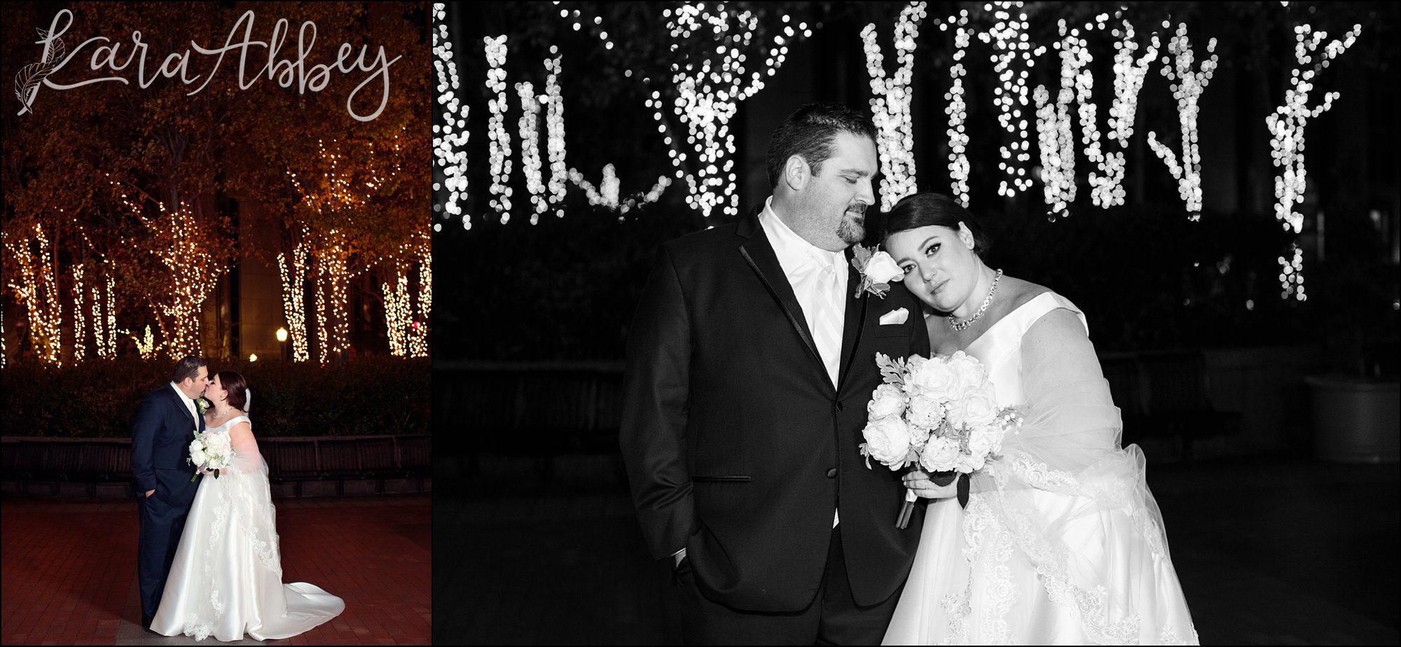 Winter Night Wedding Portraits Around Downtown Pittsburgh, PA