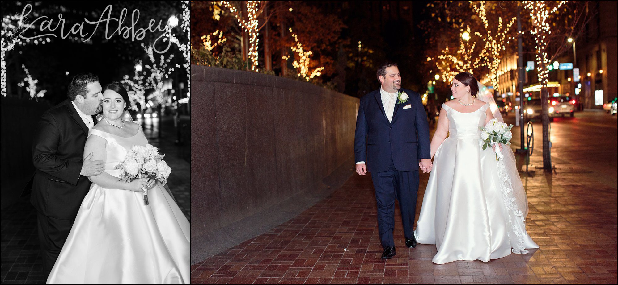 Winter Night Wedding Portraits Around Downtown Pittsburgh, PA