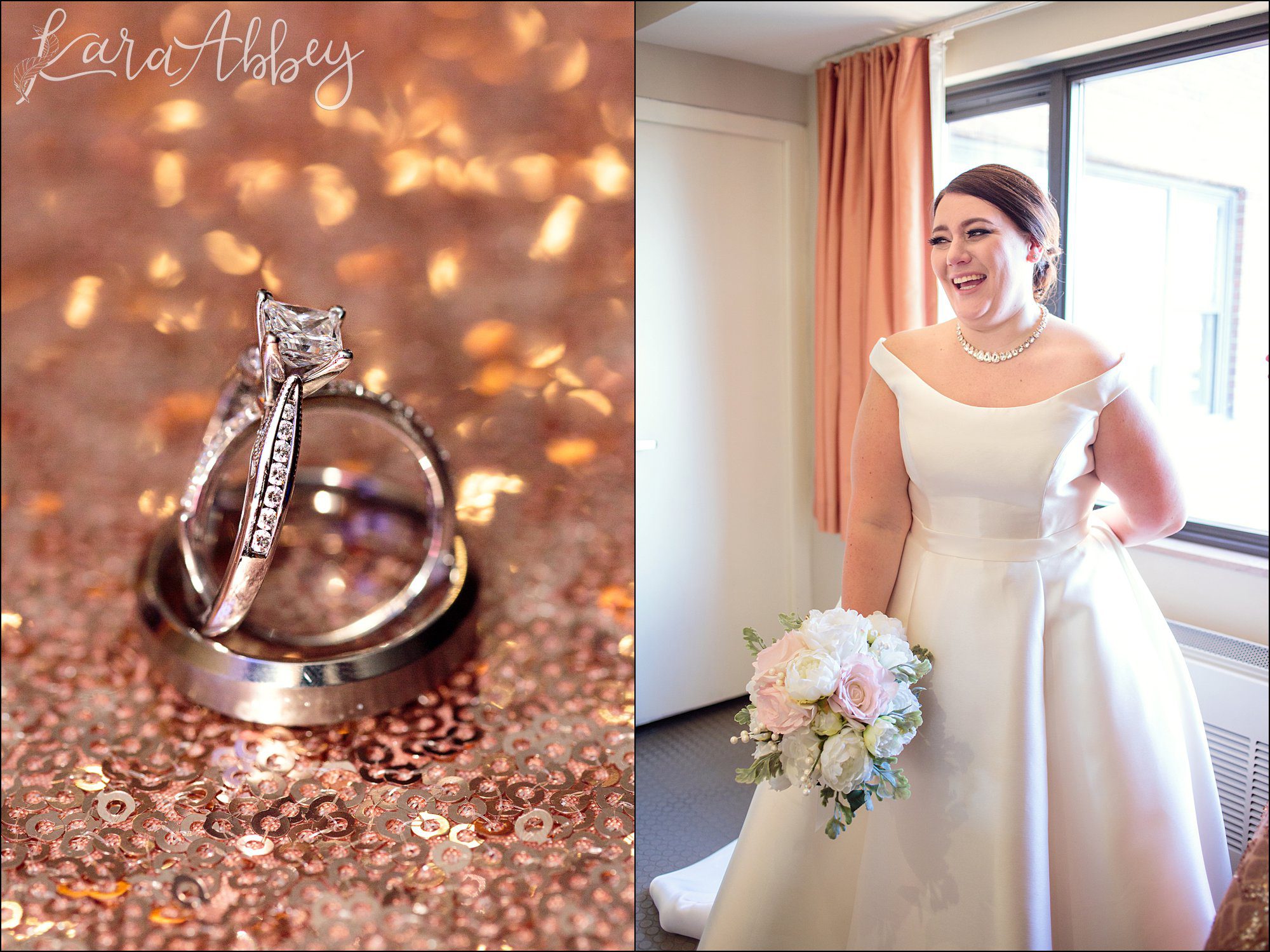 Winter Rose Gold DoubleTree Hotel Wedding in Downtown Pittsburgh, PA - Getting Ready